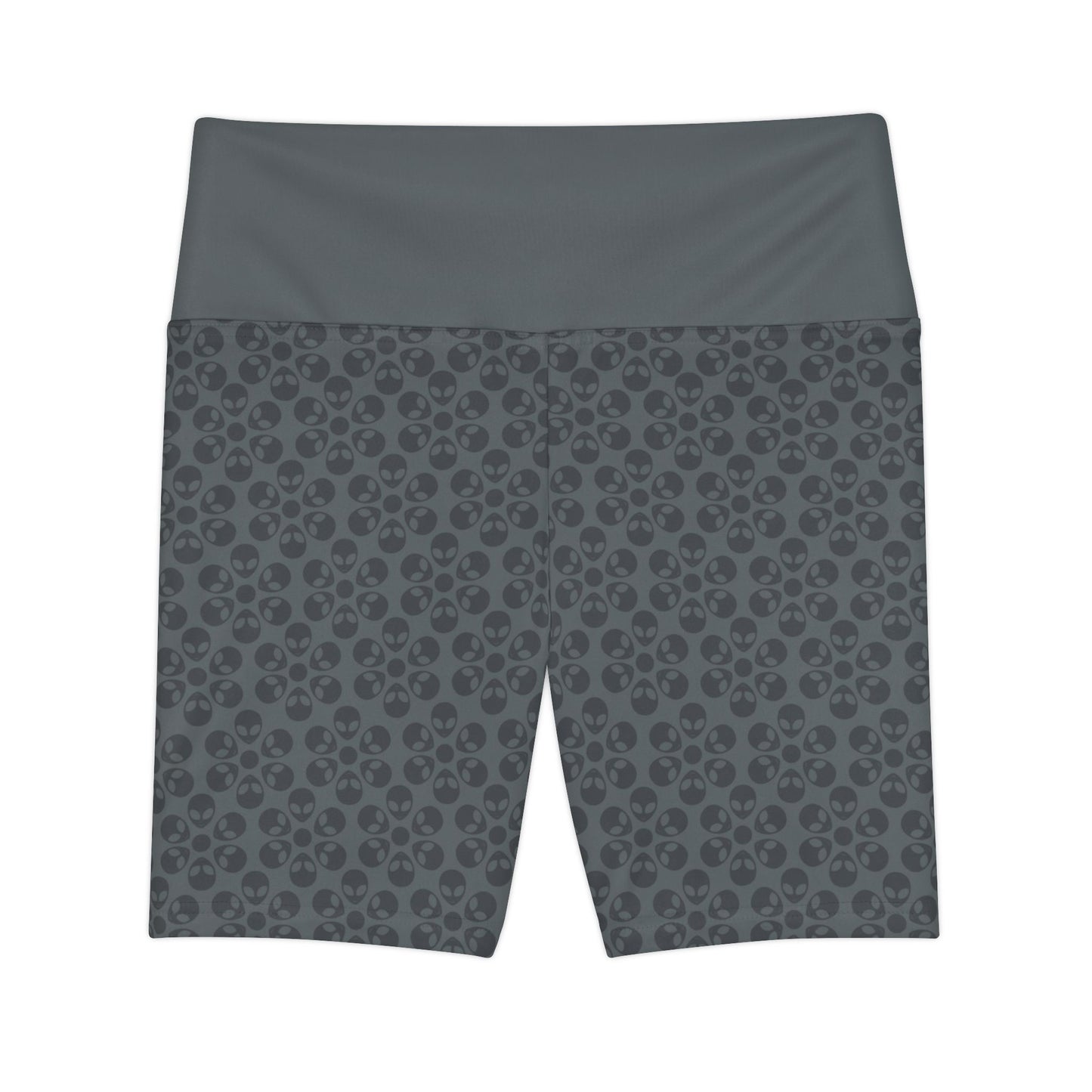Womens Workout Shorts Alien Flowers Dark Grey