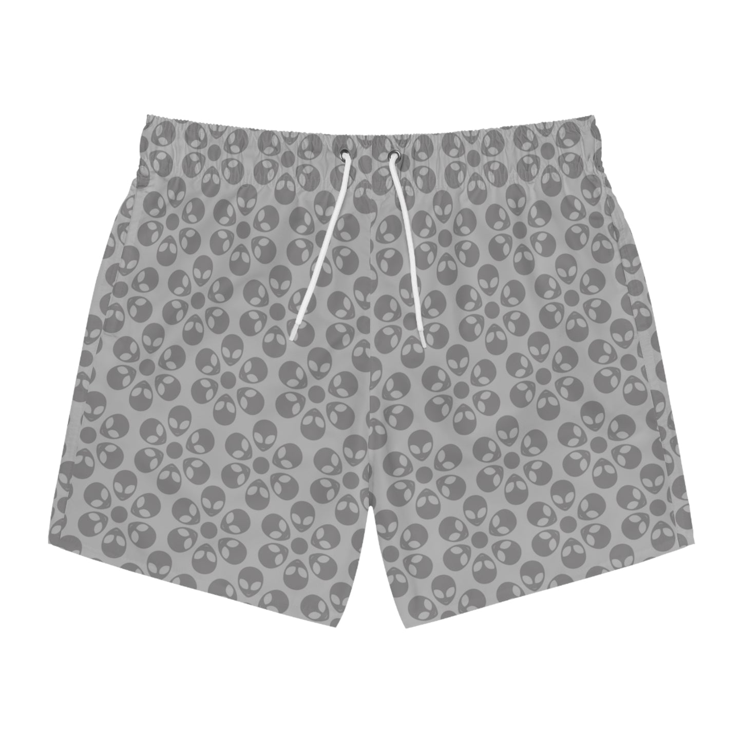 Stylish AOP Swim Trunks for Beach Days Summer Fun Pool Parties Vacation Wear Gift for Him Alien Flowers Light Grey