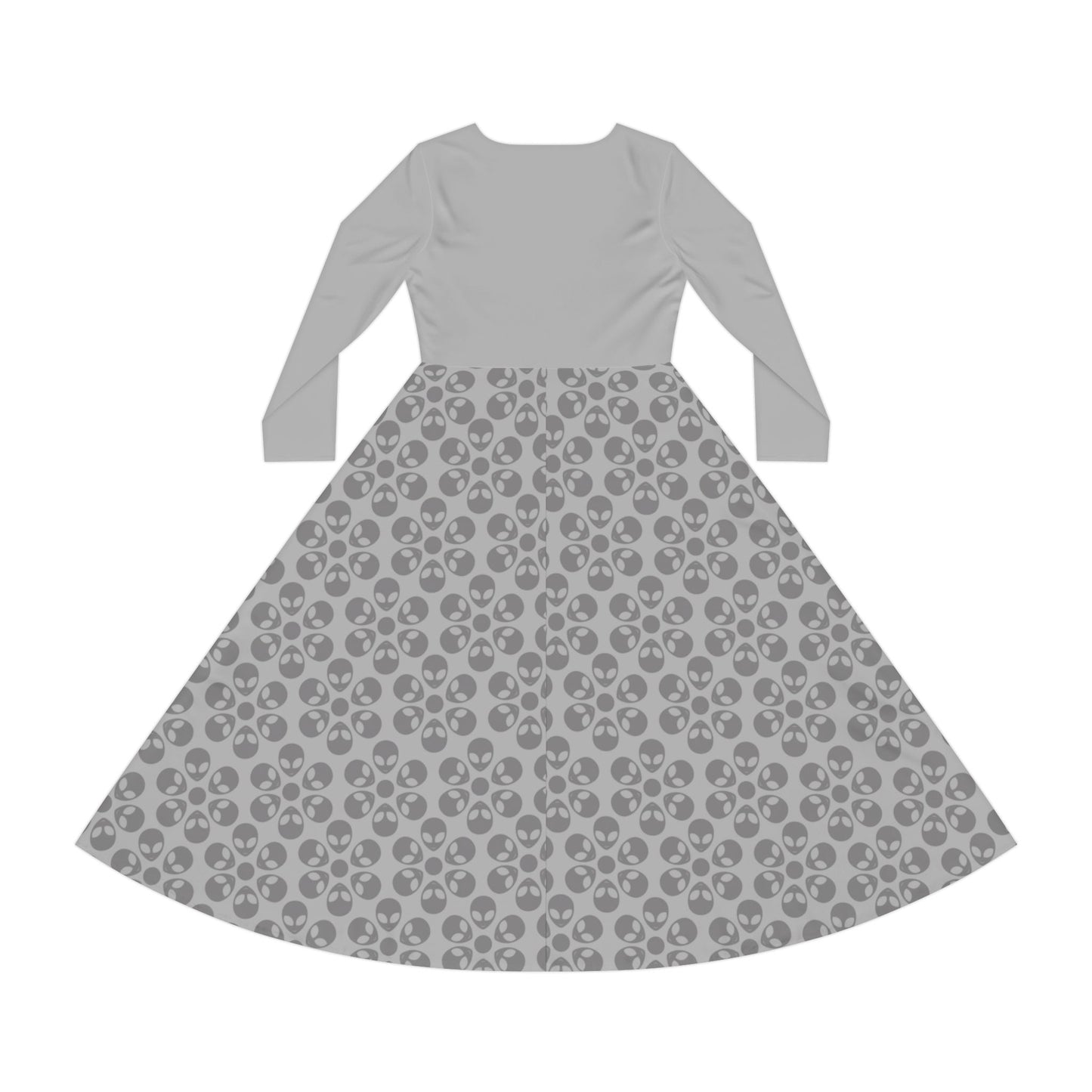 Womens Long Sleeve Dance Dress Alien Flowers Light Grey