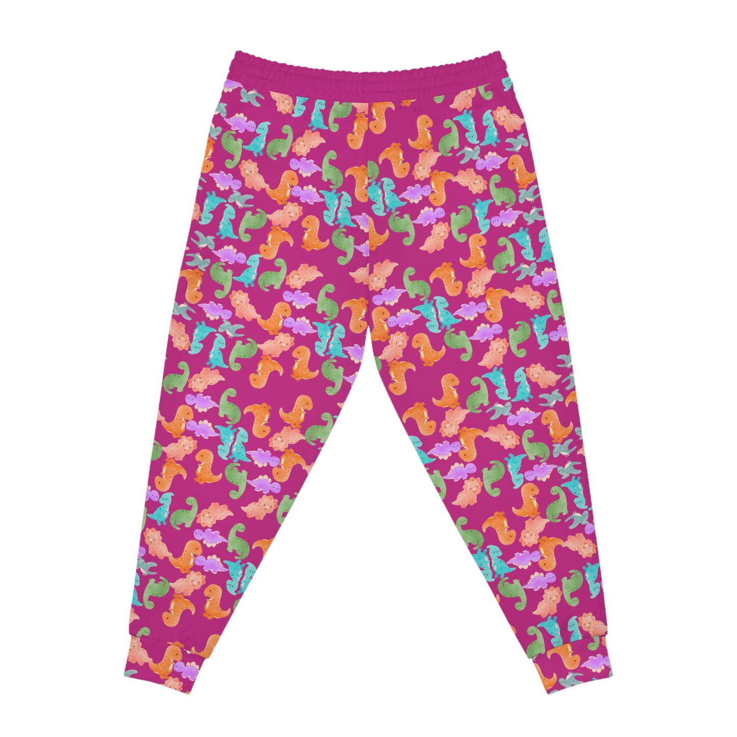 Colorful Dinosaur Print Joggers Fun and Comfortable Athletic Pants Perfect for Kids and Adults Loungewear Gift for Holidays Rainbow Dinos Pink