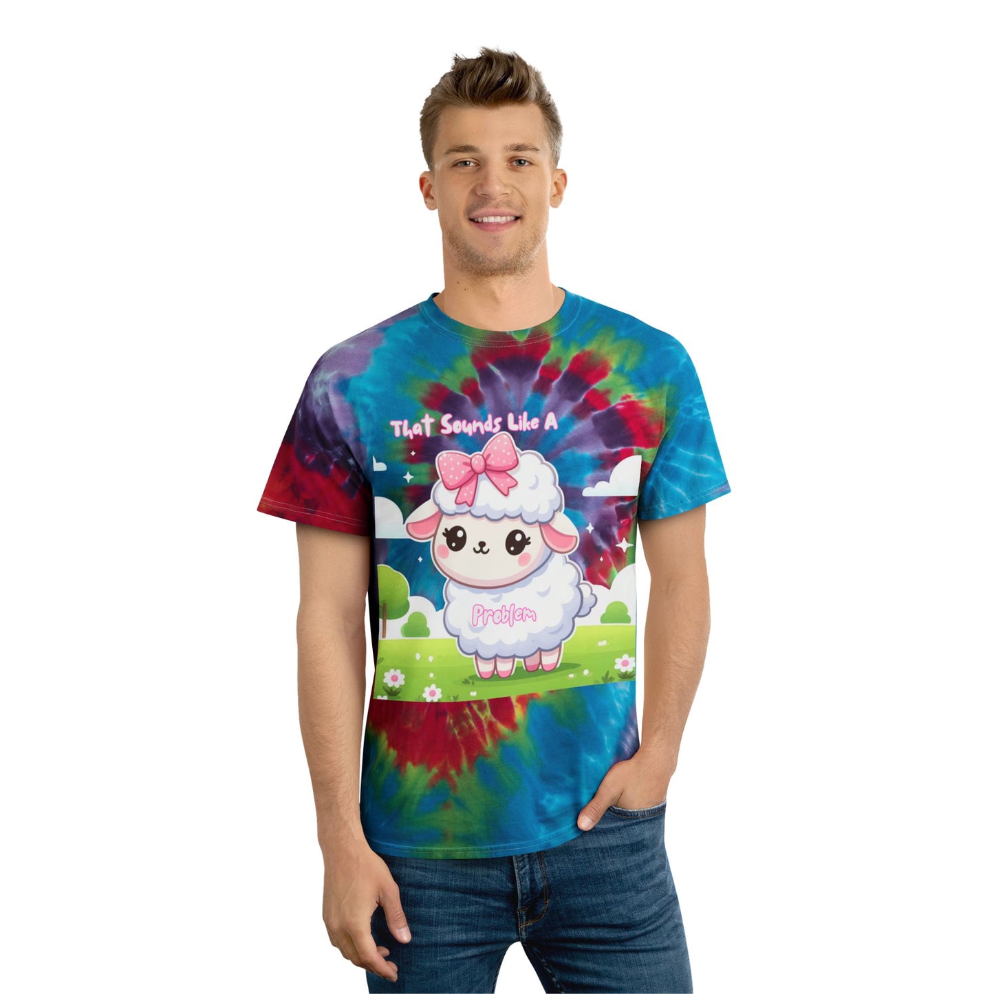 Cute Tie-Dye Sheep Tee, Fun Spiraled Pastel T-Shirt for Kids, Animal Lover Gift, Spring Outing Shirt, Birthday Present, Casual Wear