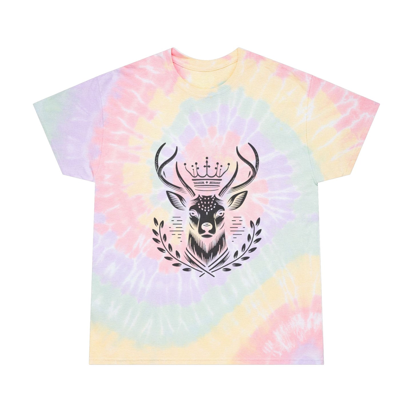 Spiral Tie-Dye Tee with Majestic Deer Design | Bohemian Style Shirt - Oh Deer Lord