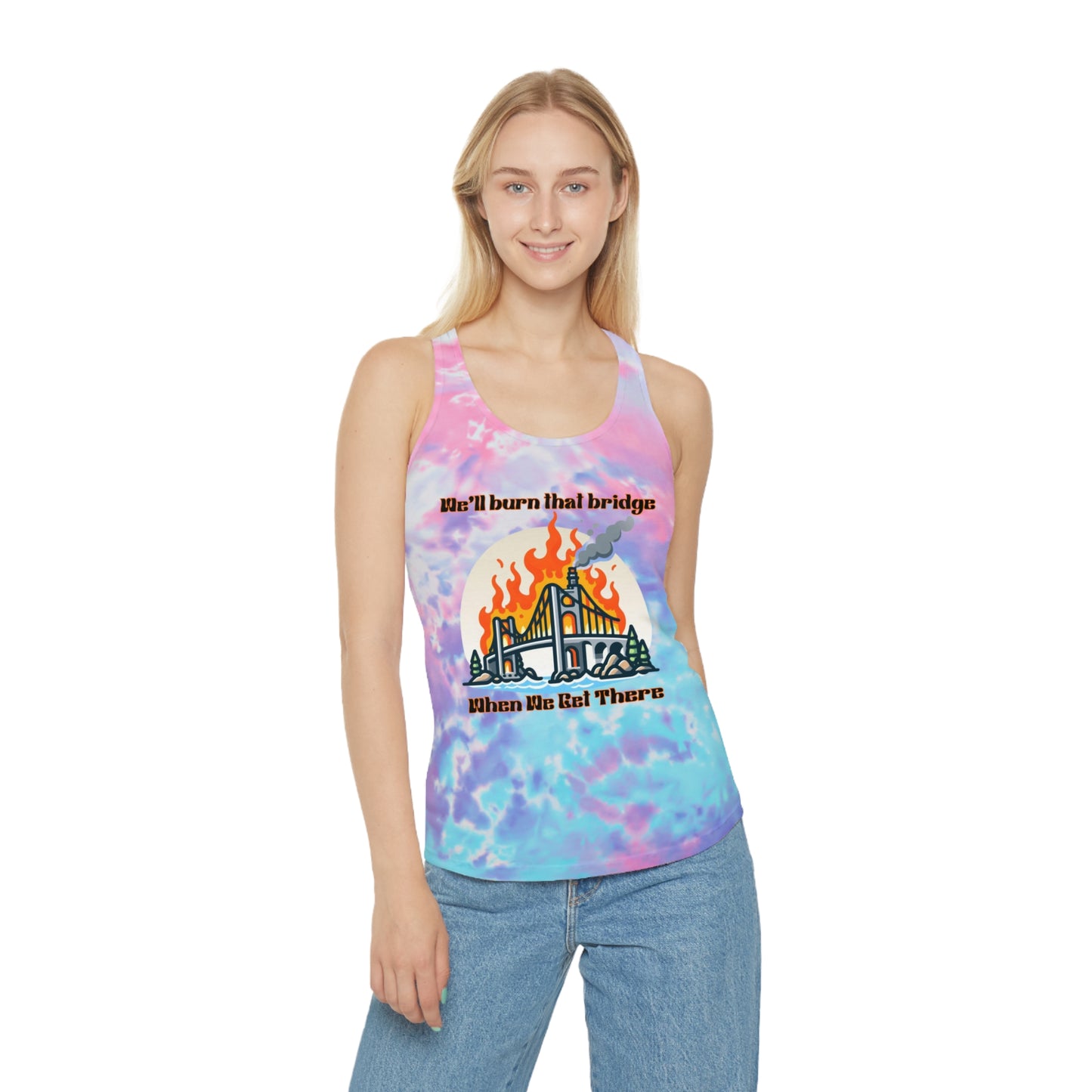 Tie Dye Racerback Tank Top, Trendy Summer Apparel, Motivational Workout Gear, Outdoor Festival Attire, Beach Day Essential, Unique Gift Idea