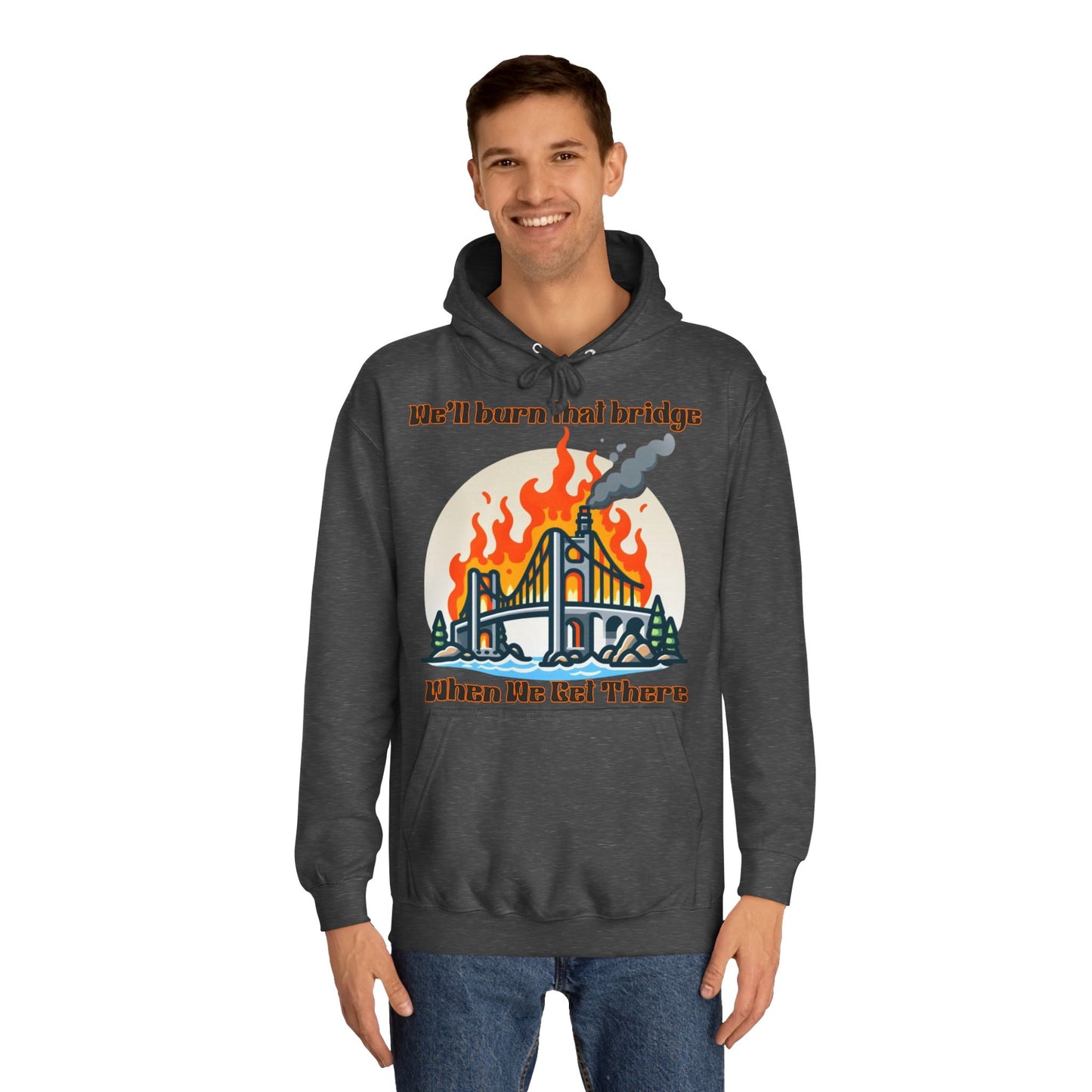 Burning Bridge - Unisex College Hoodie
