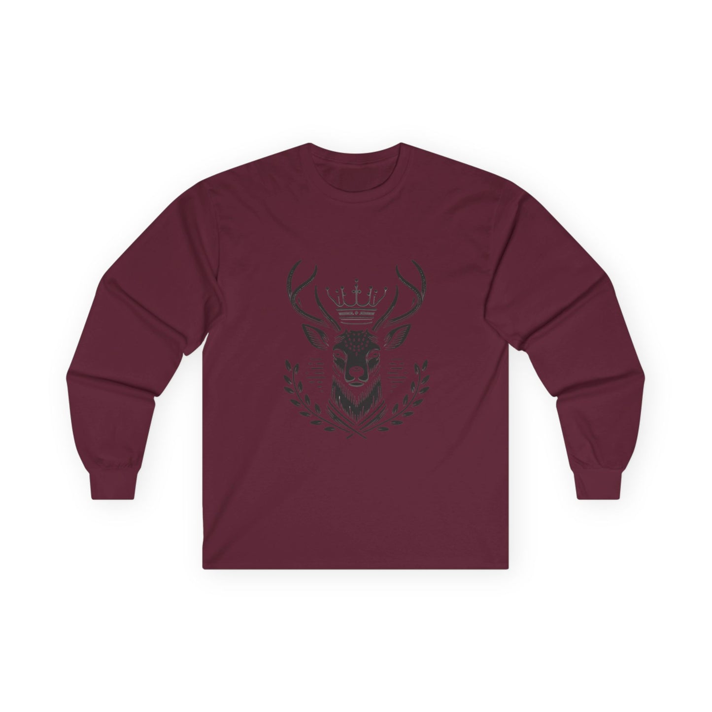 Crowned Deer Long Sleeve Tee | Unisex Ultra Cotton | Nature Inspired Apparel - Oh Deer Lord