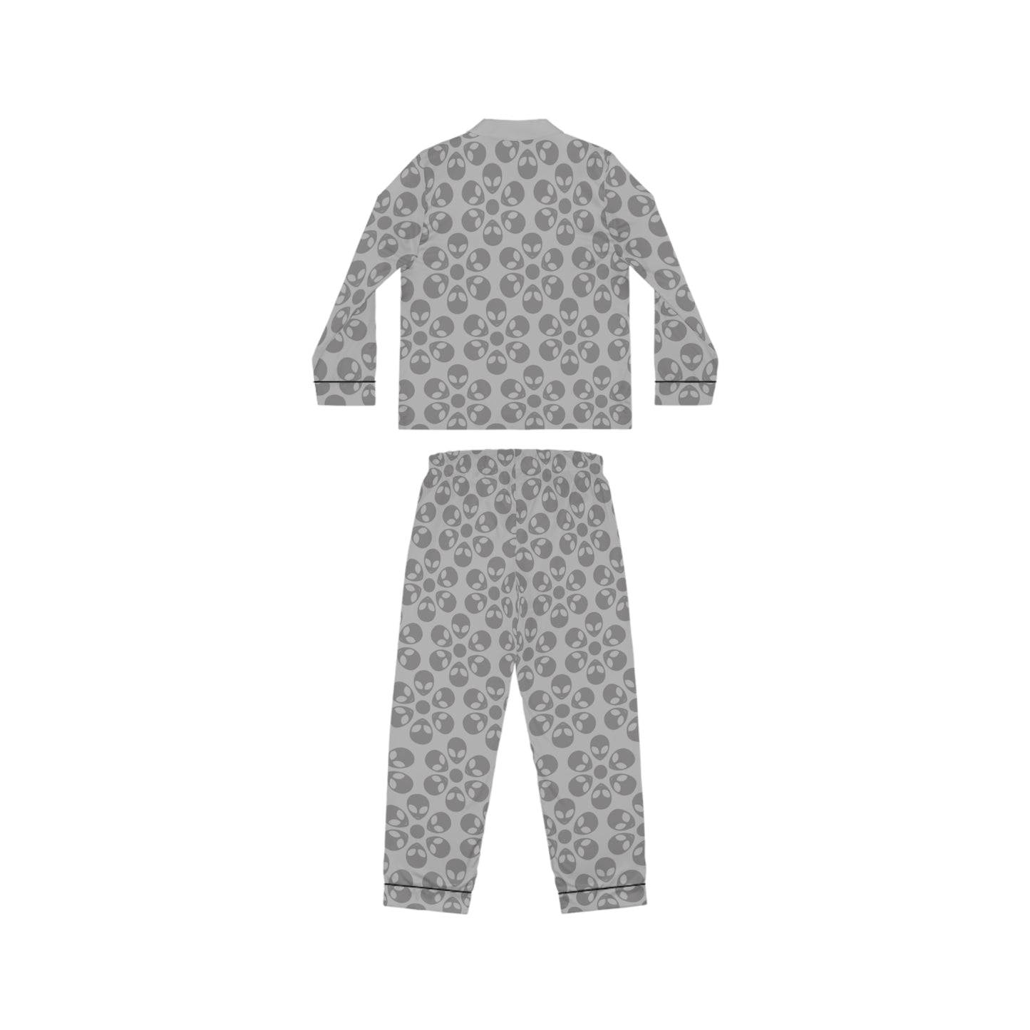 Womens Satin Pajamas Alien Flowers Light Grey