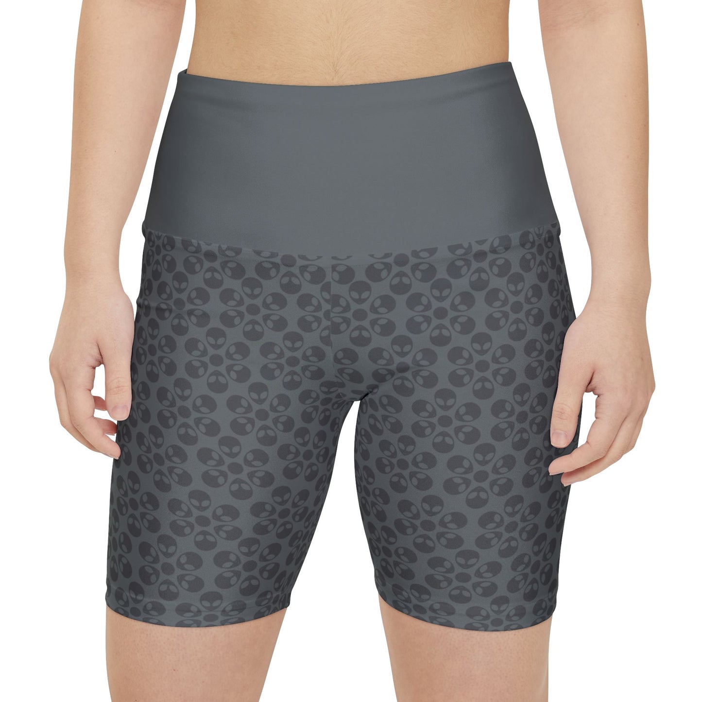 Womens Workout Shorts Alien Flowers Dark Grey