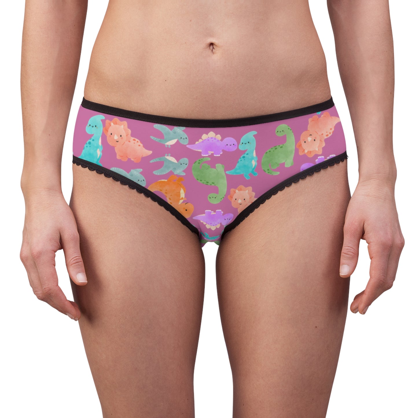 Colorful Womens Briefs with Fun Animal Patterns Cute Underwear AOP Lingerie Gifts for Her Comfortable Daily Wear Rainbow Dinos Light Pink