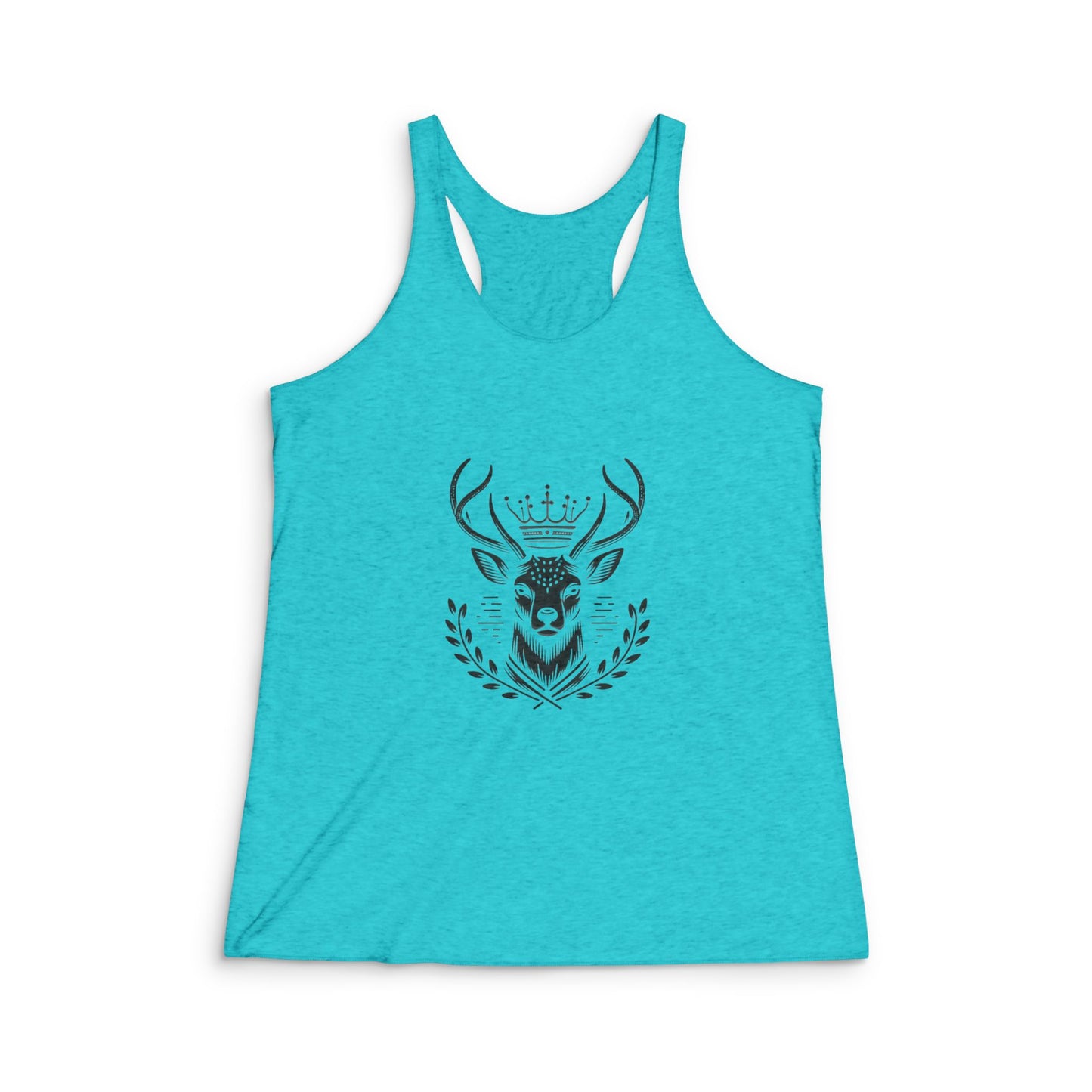 Women's Tri-Blend Racerback Tank with Regal Deer Design - Perfect for Nature Lovers & Outdoor Activities - Oh Deer Lord