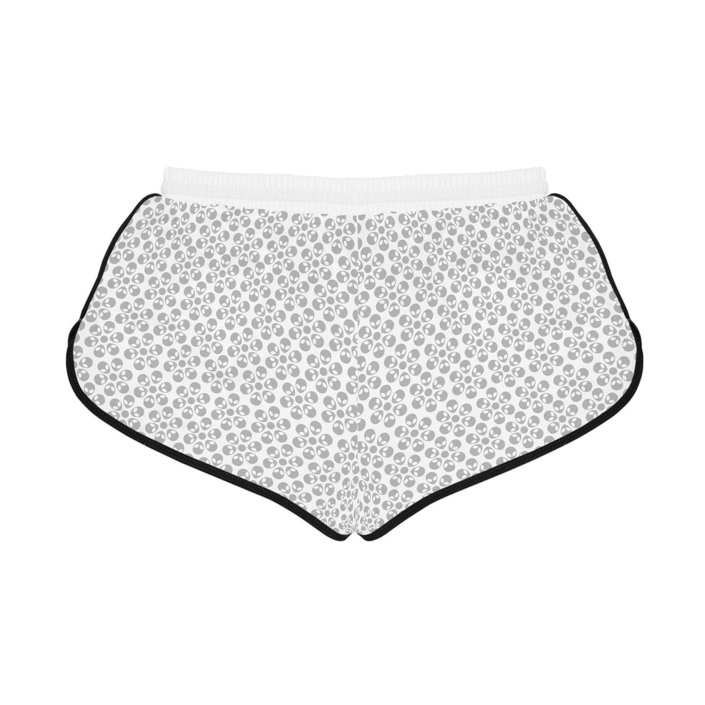 Womens Relaxed Shorts Alien Flowers White