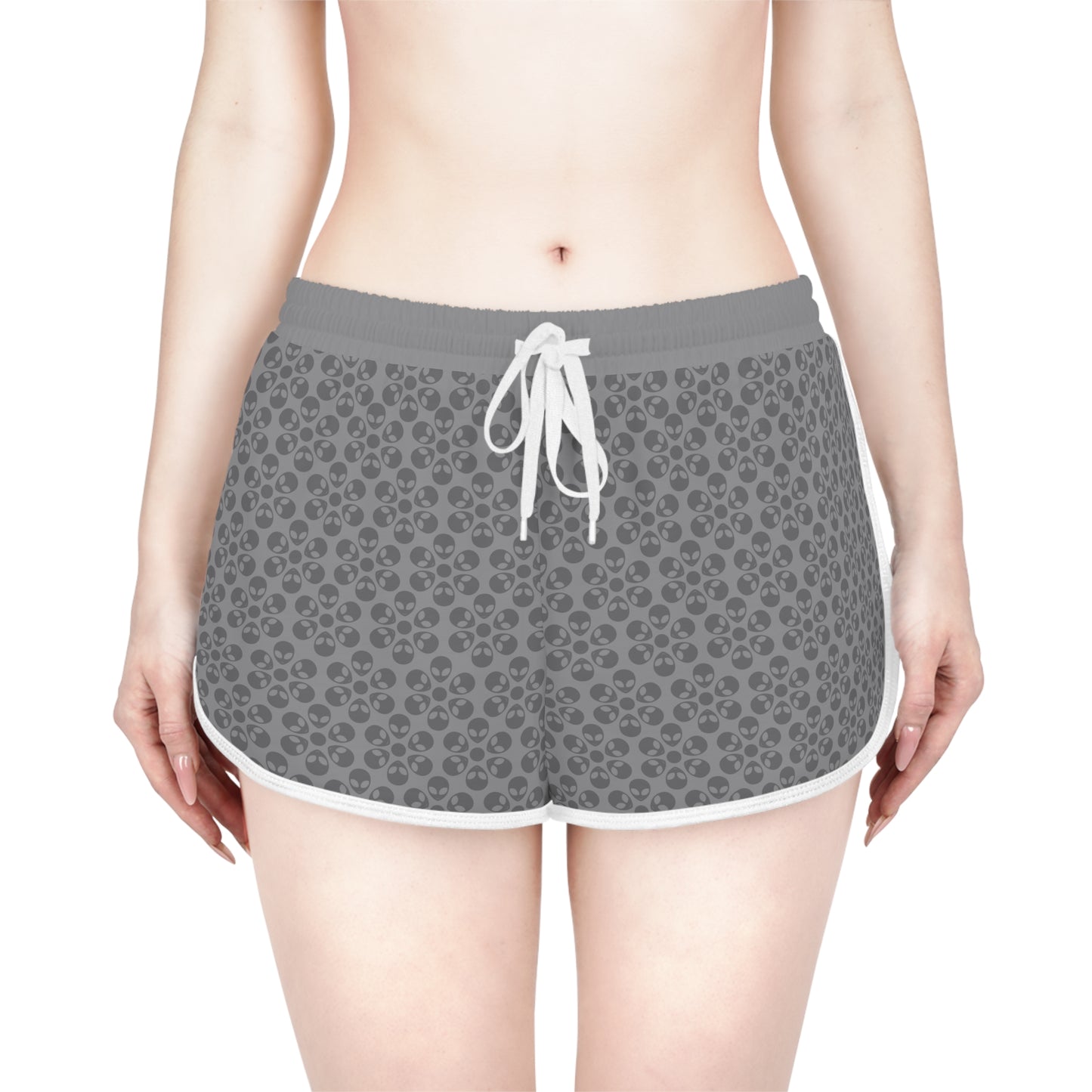 Womens Relaxed Shorts Alien Flowers Grey