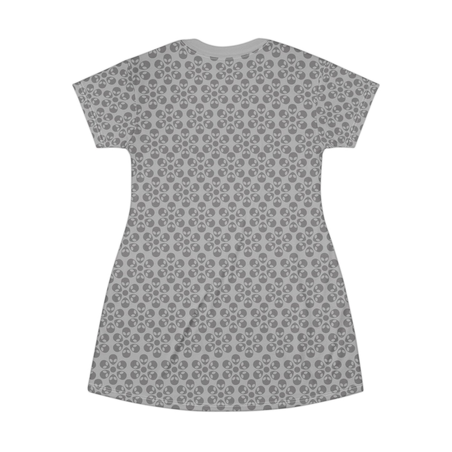 Floral Pattern TShirt Dress Casual Summer Dress Cute Dress for Women Floral Print Dress Trendy Everyday Wear Perfect for Beach Alien Flowers Light Grey