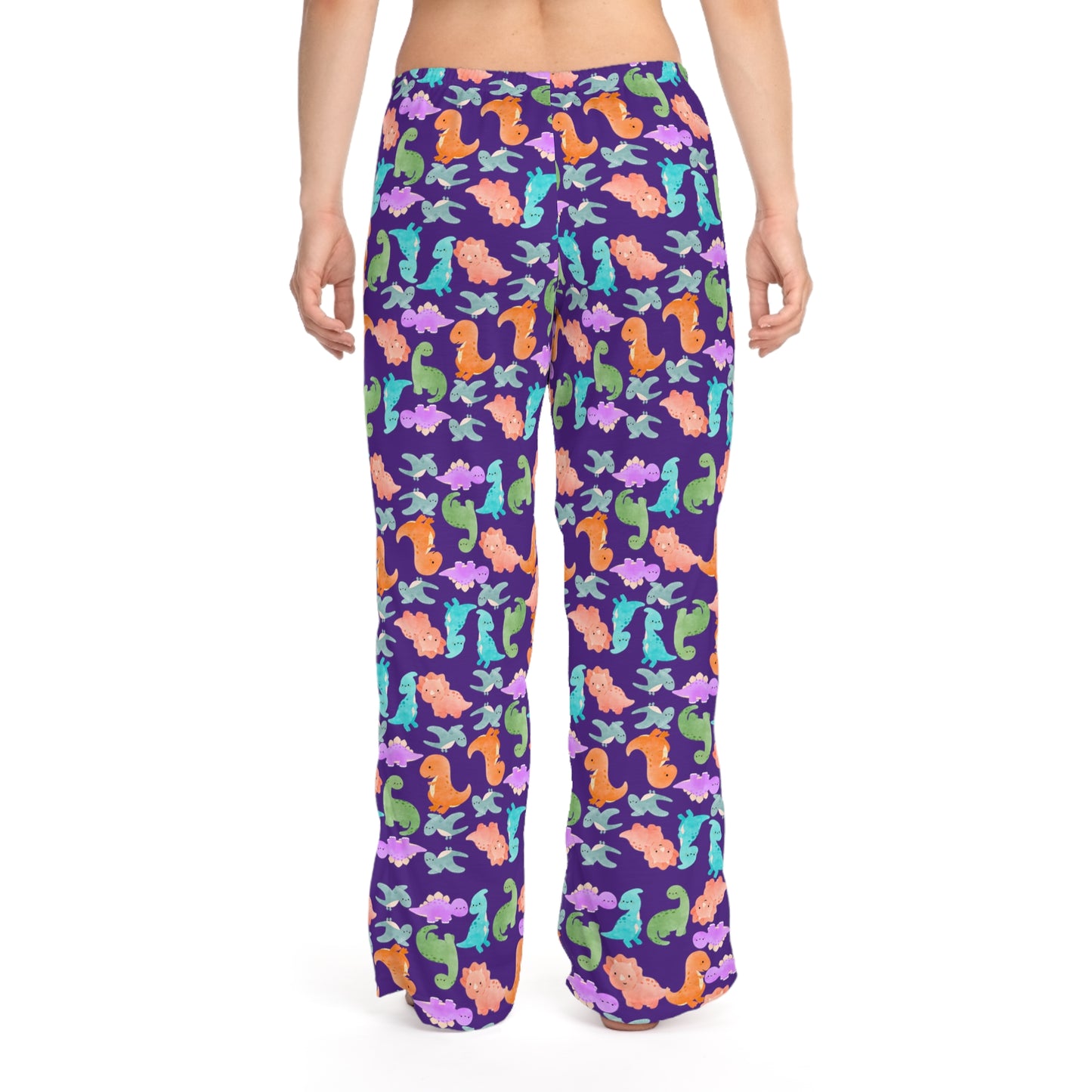 Dino Pattern Womens Pajama Pants Cozy Sleepwear Fun Lounge Pants Perfect Gift for Sleepovers Summer Vibes Beach Lovers Rainbow Dinos Purple