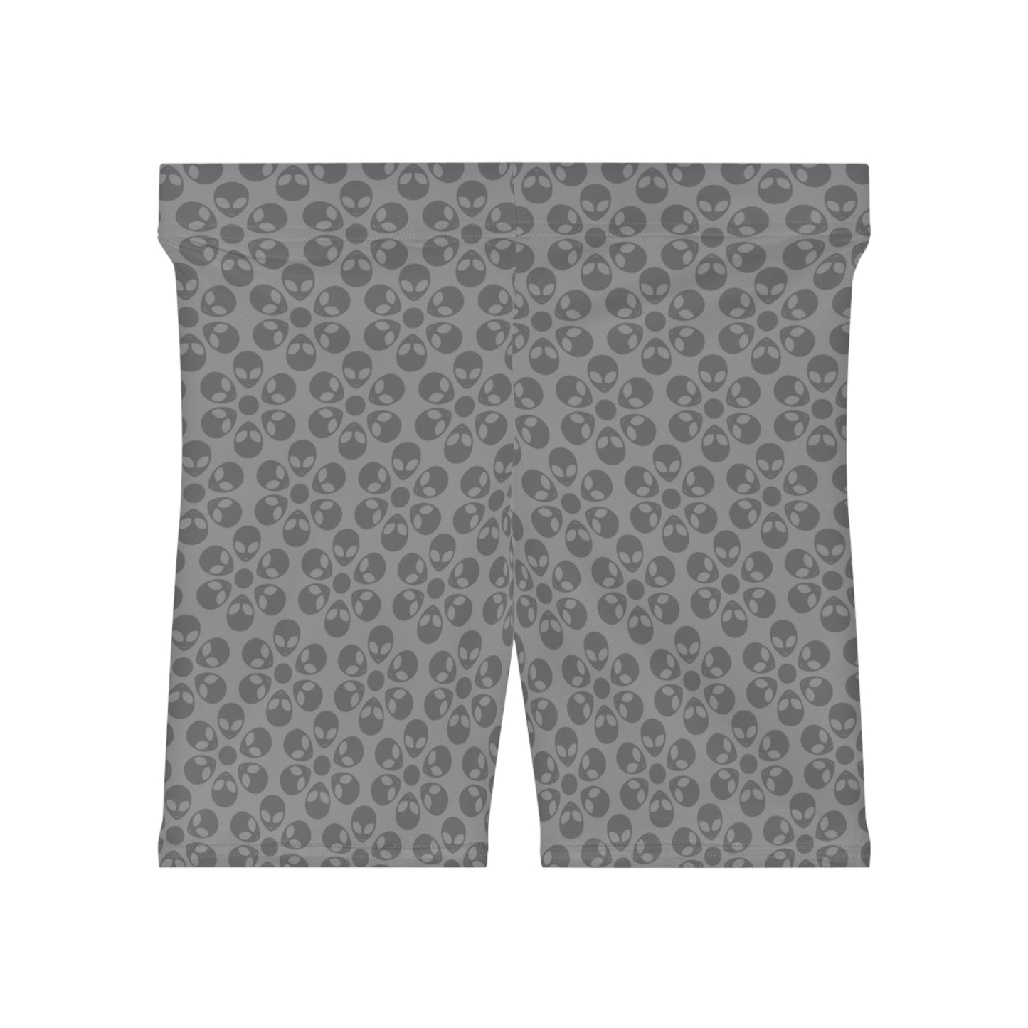 Womens Alien Pattern Biker Shorts Trendy Activewear Casual Cycling Shorts Festival Outfit Summer Essentials Alien Flowers Grey