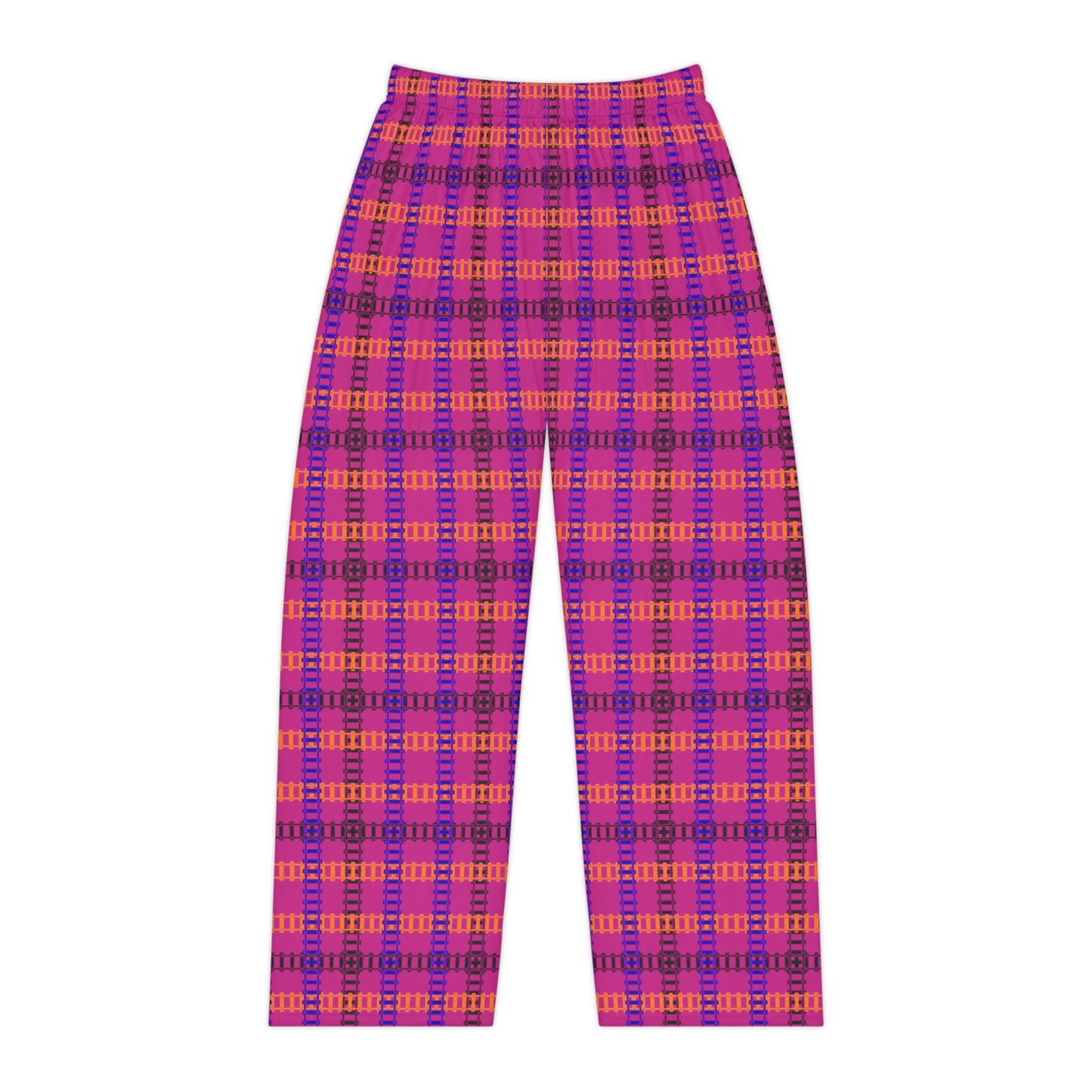 Cozy Womens Pajama Pants Halloween Lounge Pants Cute Sleepwear Gifting for Her Relaxed Fit Casual Comfort Train Tracks Pink