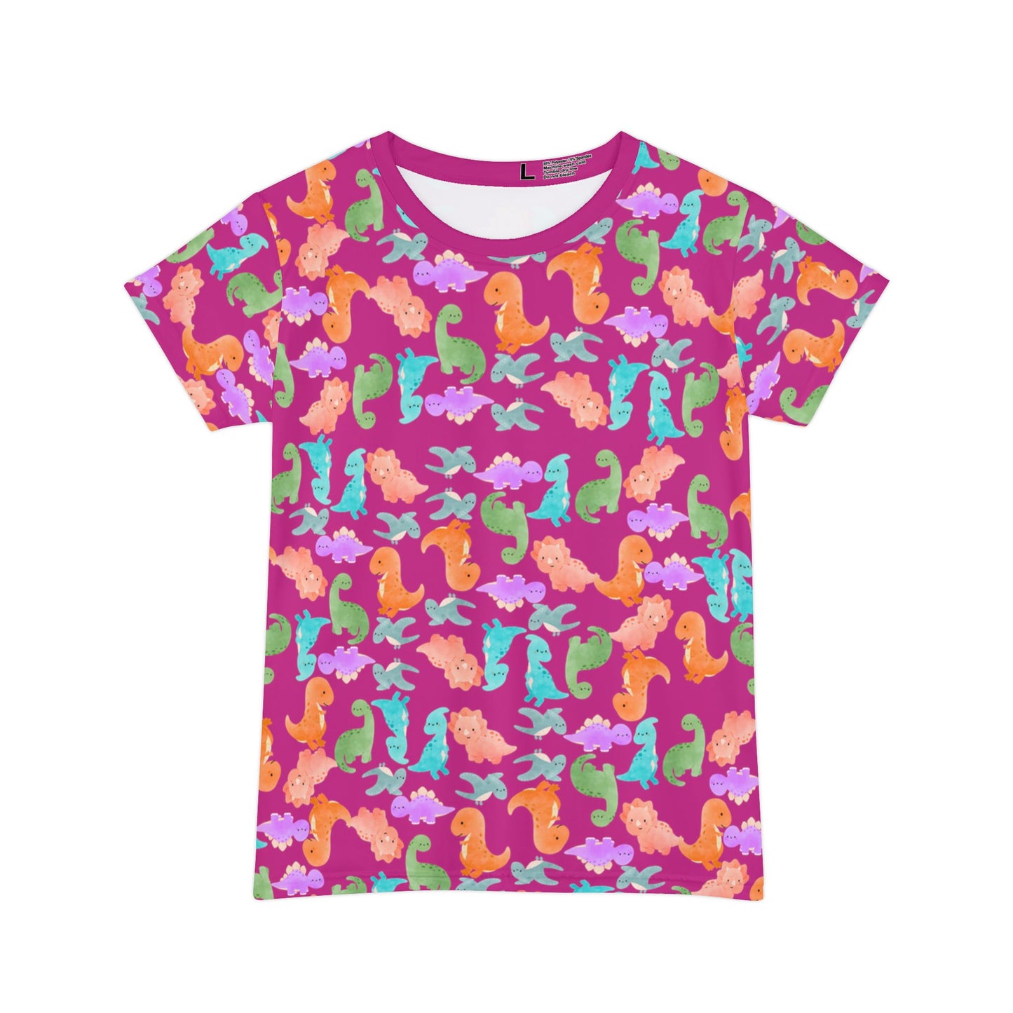 Vibrant Dino Shirt Cute Summer Tee Beachwear Casual Outfit Gift for Ocean Lovers Rainbow Dinos Pink