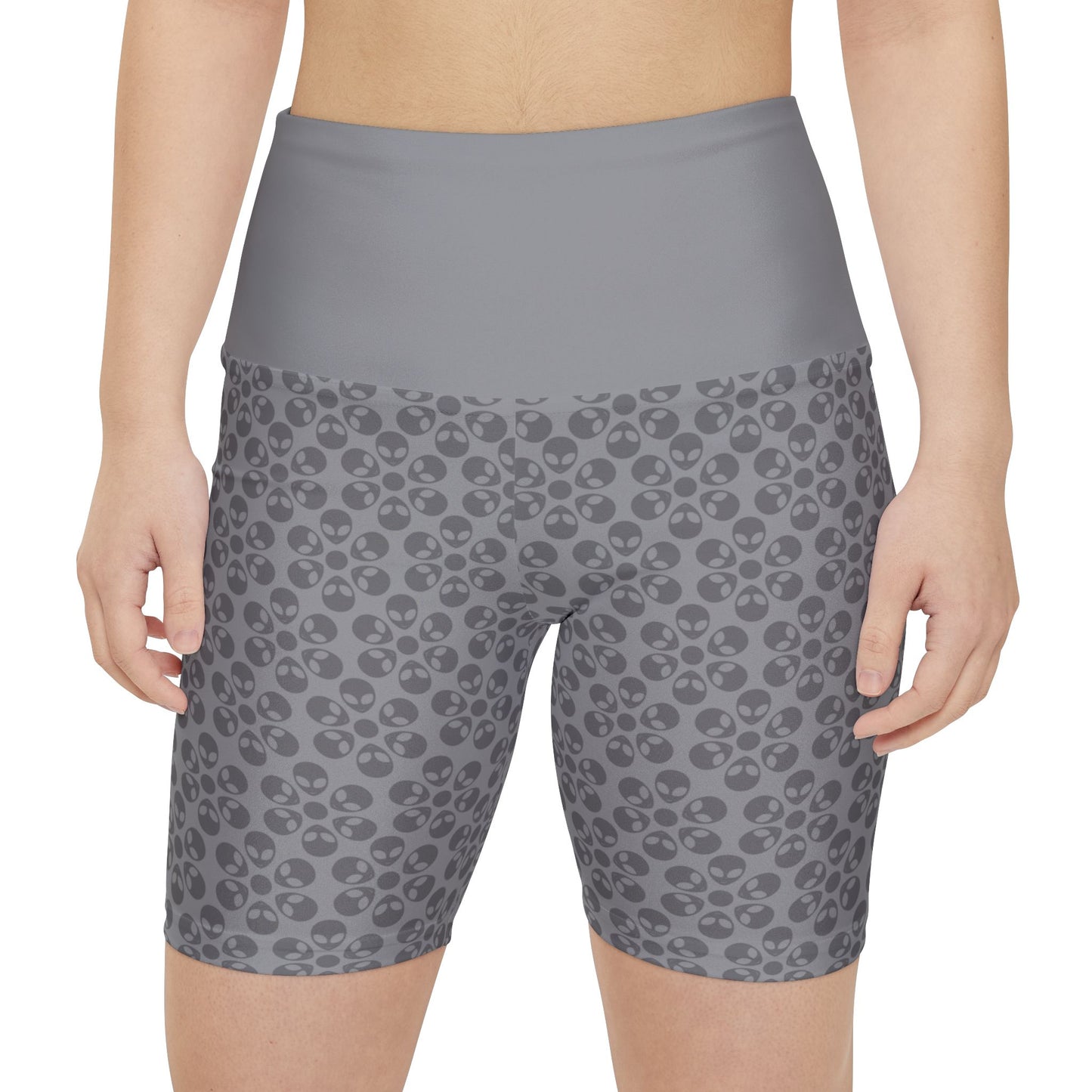 Womens Workout Shorts Alien Flowers Grey