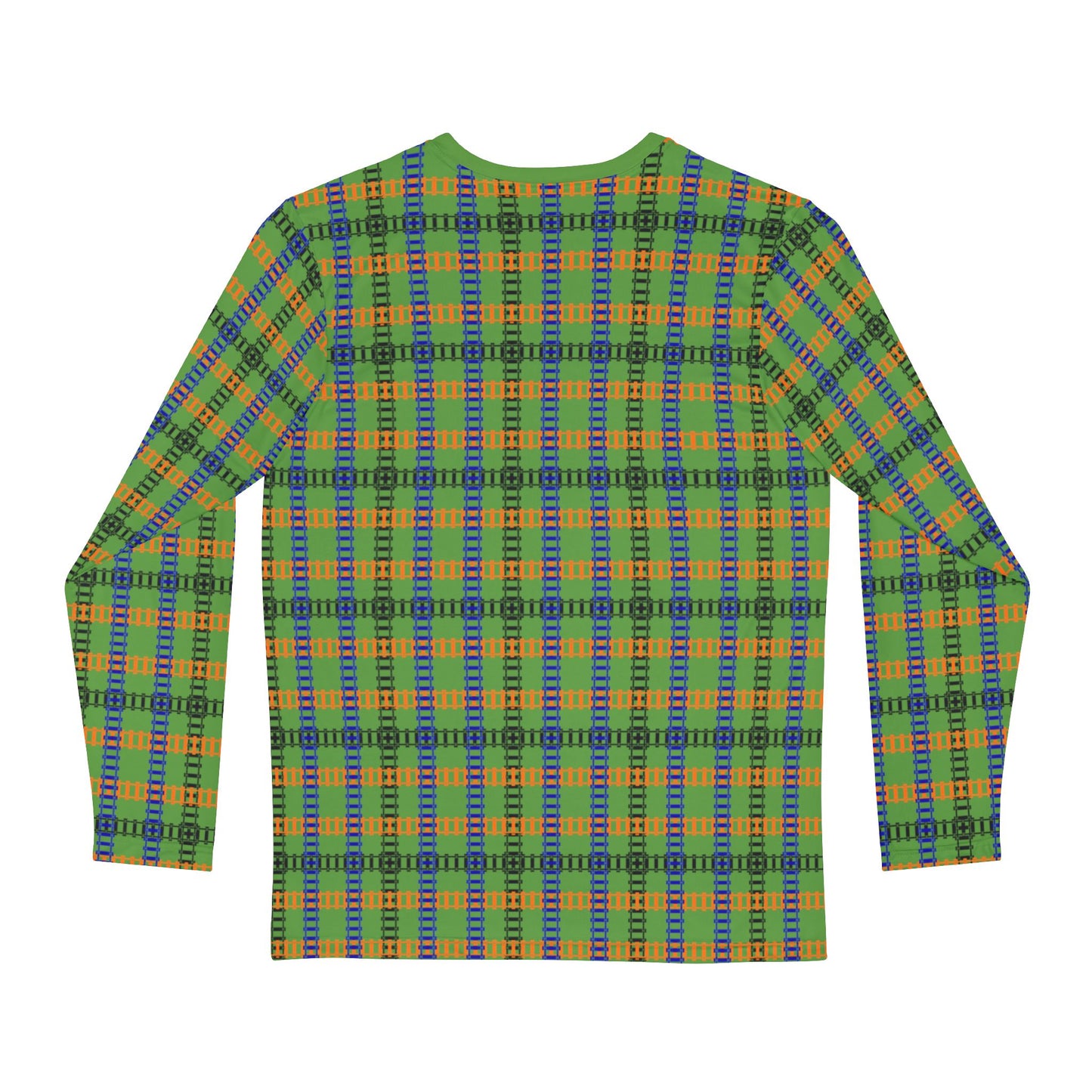Vibrant Plaid Mens Long Sleeve Shirt Cozy Outfit Casual Wear Stylish Layering Perfect for Fall and Winter Train Tracks Green