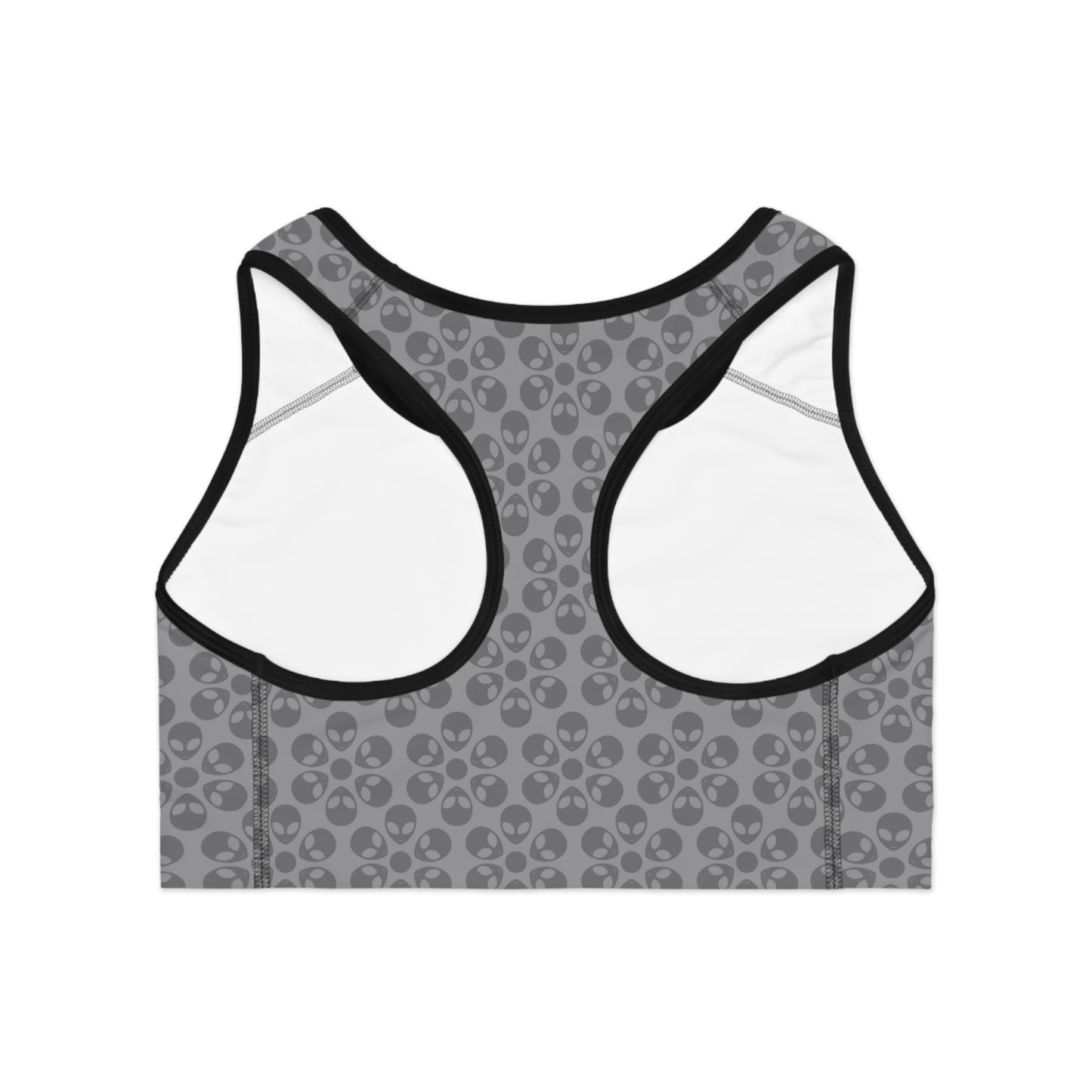 Trendy Floral Pattern Sports Bra Workout Bra for Women Fitness Gear Yoga Top Gym Wear Gift for Athletes Alien Flowers Grey