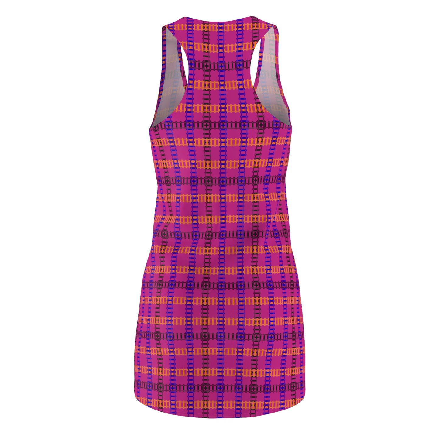 Vibrant Plaid Racerback Dress for Effortless Style Casual Summer Wear Festival Fashion Beach CoverUp Everyday Comfort Train Tracks Pink