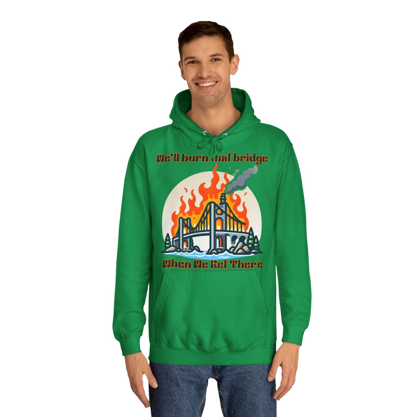 Burning Bridge - Unisex College Hoodie