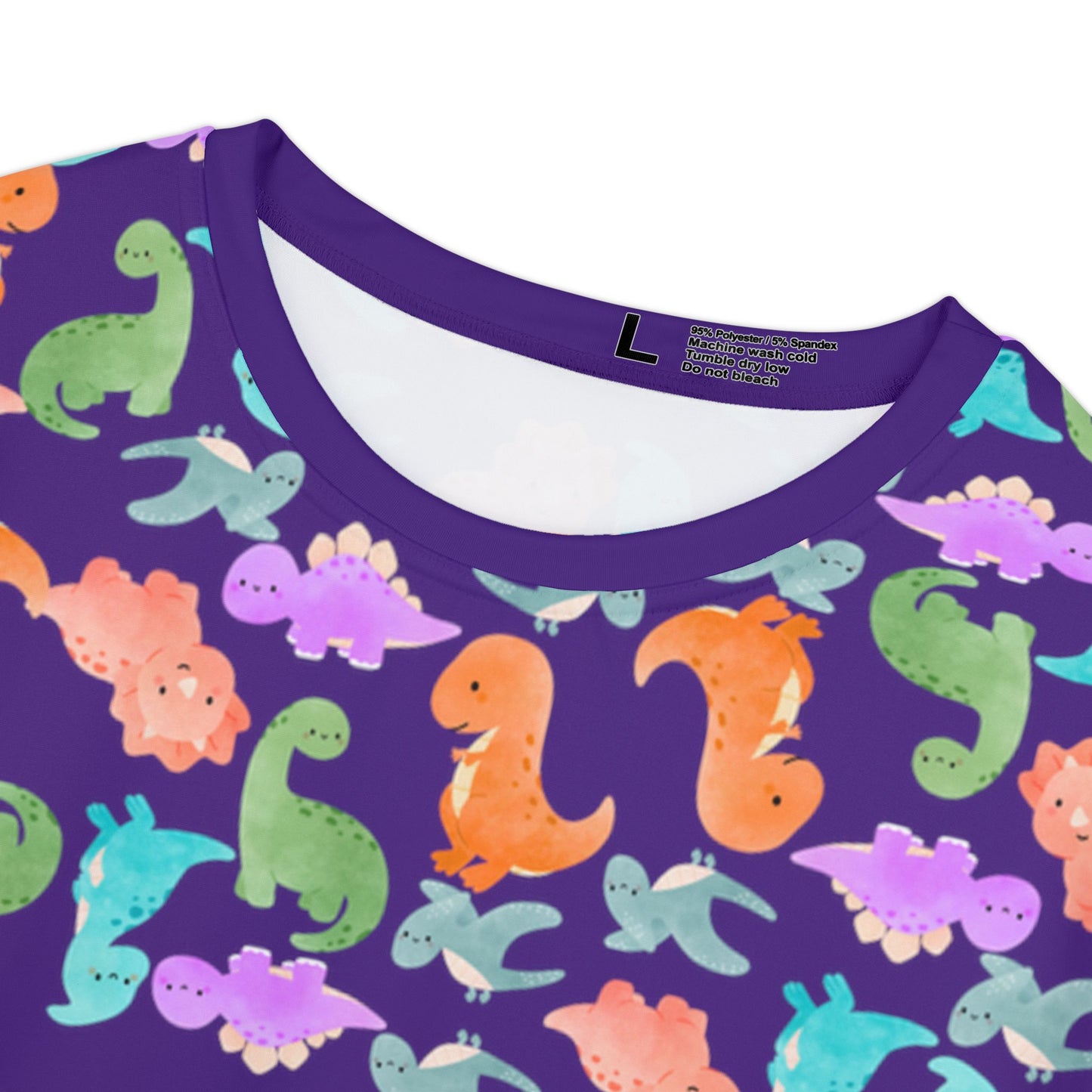 Vibrant Dino Shirt Cute Summer Tee Beachwear Casual Outfit Gift for Ocean Lovers Rainbow Dinos Purple