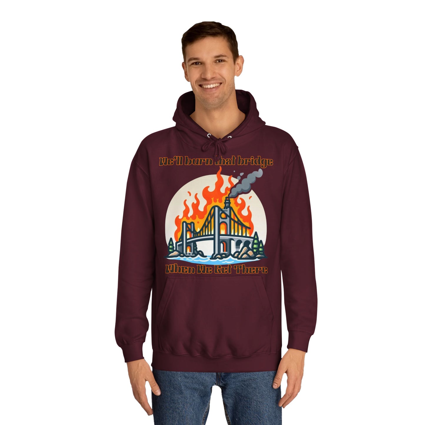 Burning Bridge - Unisex College Hoodie