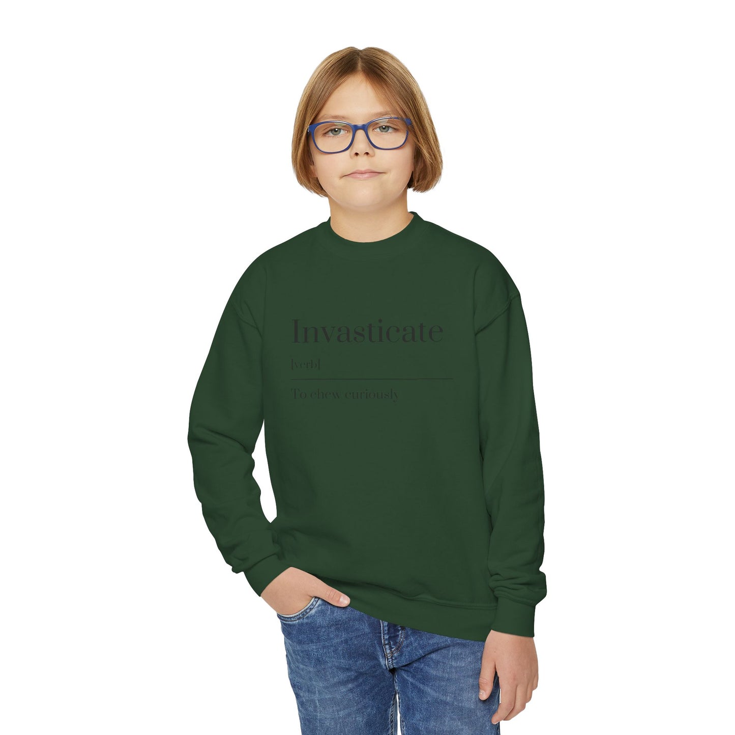 Invasticate Youth Crewneck Sweatshirt, Cool Sweatshirt for Kids, Youth Clothing, Trendy Apparel, Inspirational Gift, Cozy Fashion