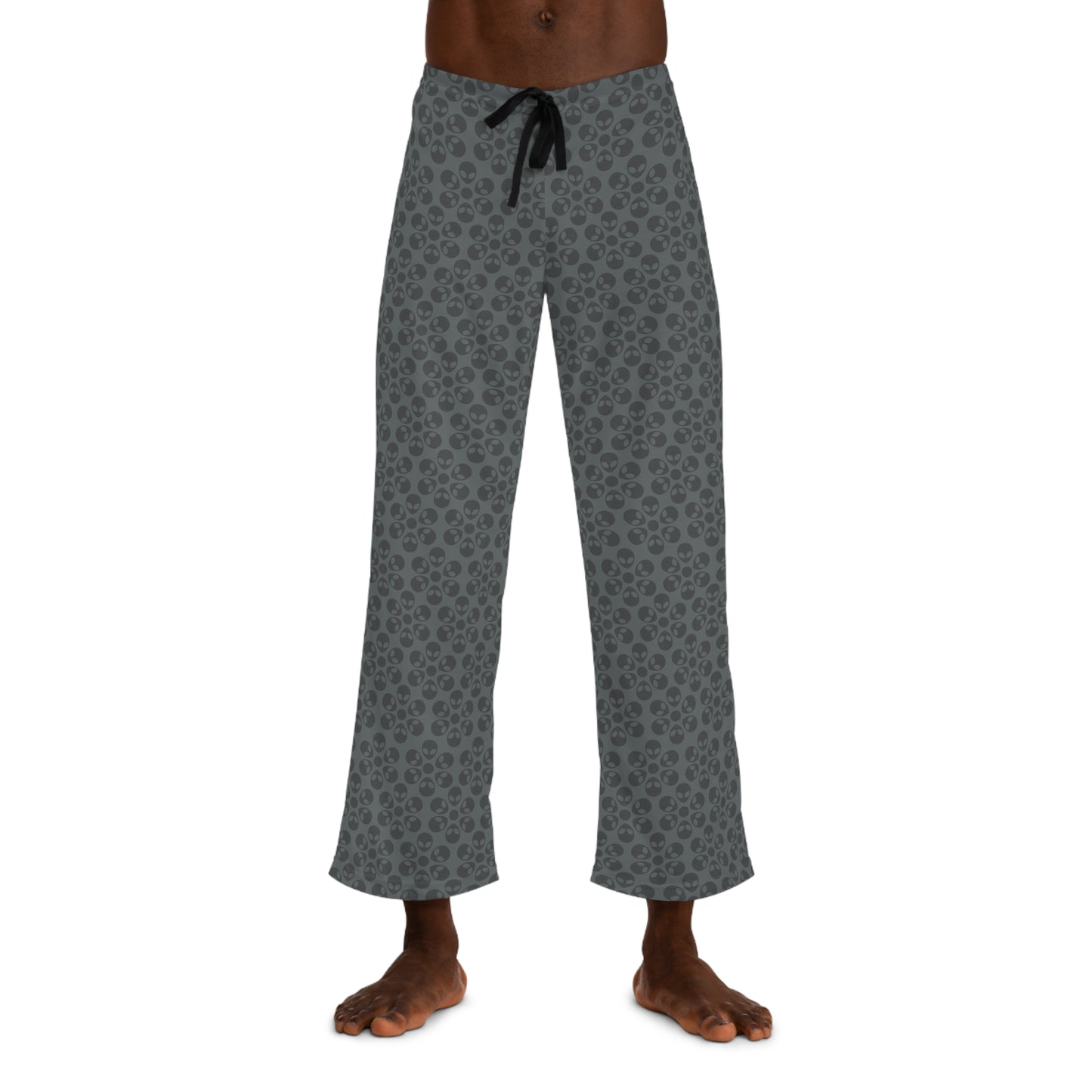 Cozy Mens Pajama Pants Stylish Floral Sleepwear Ideal for Relaxing Gifts for Him Home Lounge Wear Unique Patterned PJs Alien Flowers Dark Grey