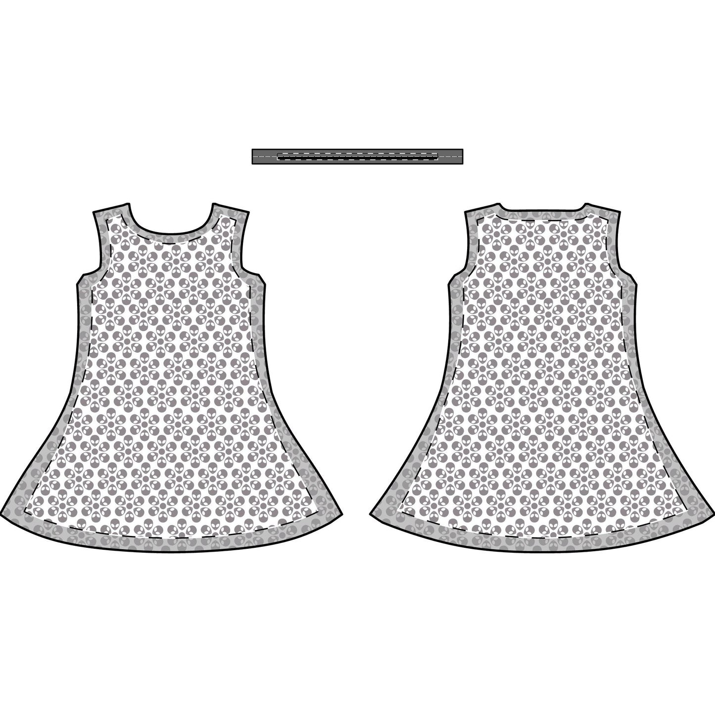 Womens Casual Dress Alien Flowers White