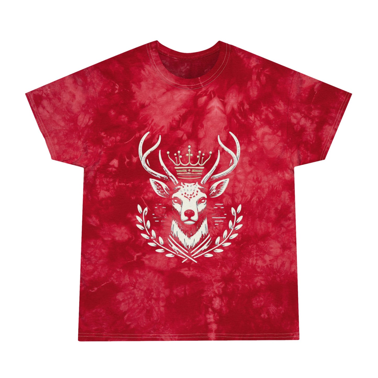 Blue Tie-Dye T-Shirt with Majestic Deer Design - Oh Deer Lord