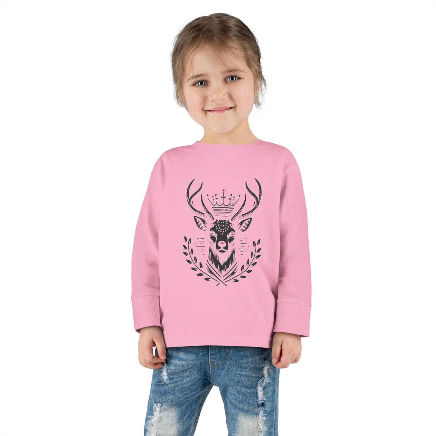 Crowned Deer Toddler Long Sleeve Tee - Oh Deer Lord