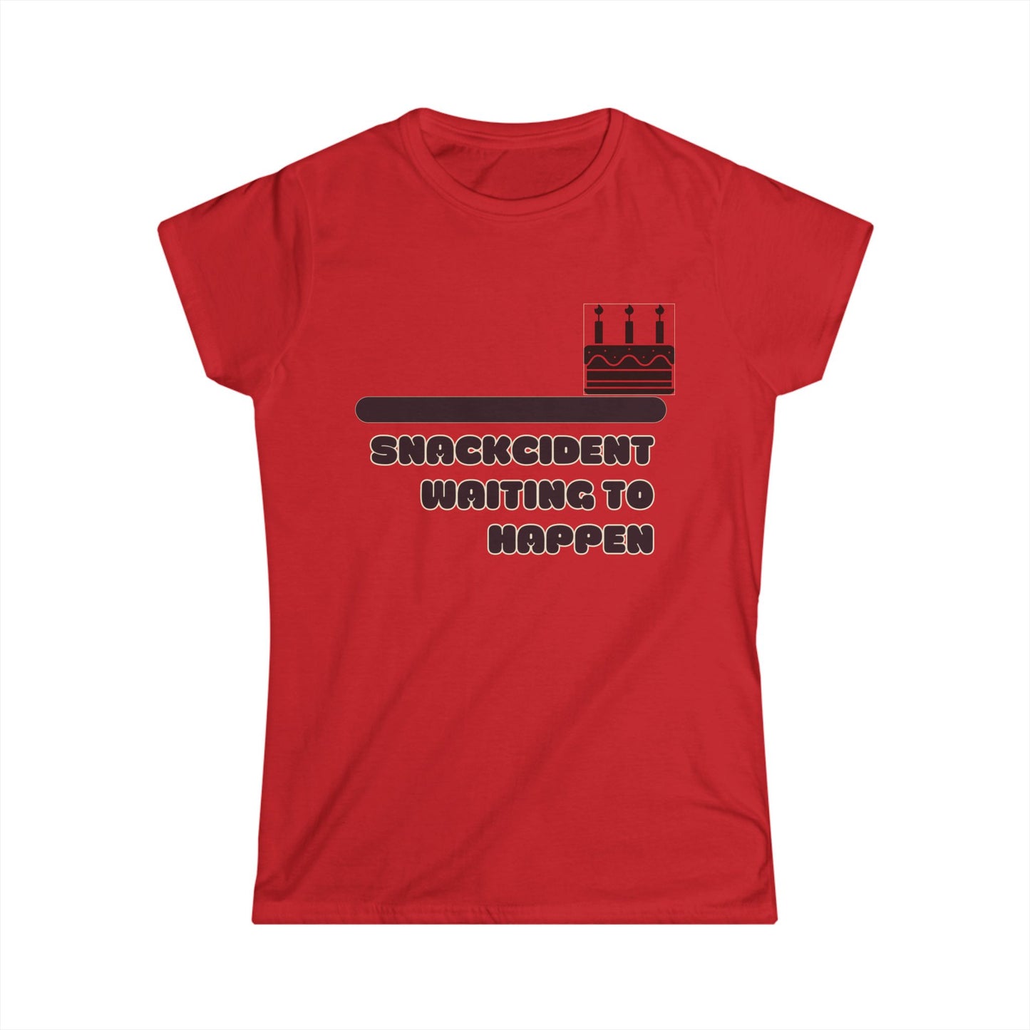 Funny Women's Softstyle Tee | Snackcident Shirt, Gift for Food Lovers, Birthday Pajama Top, Casual Wear, Humor Tee