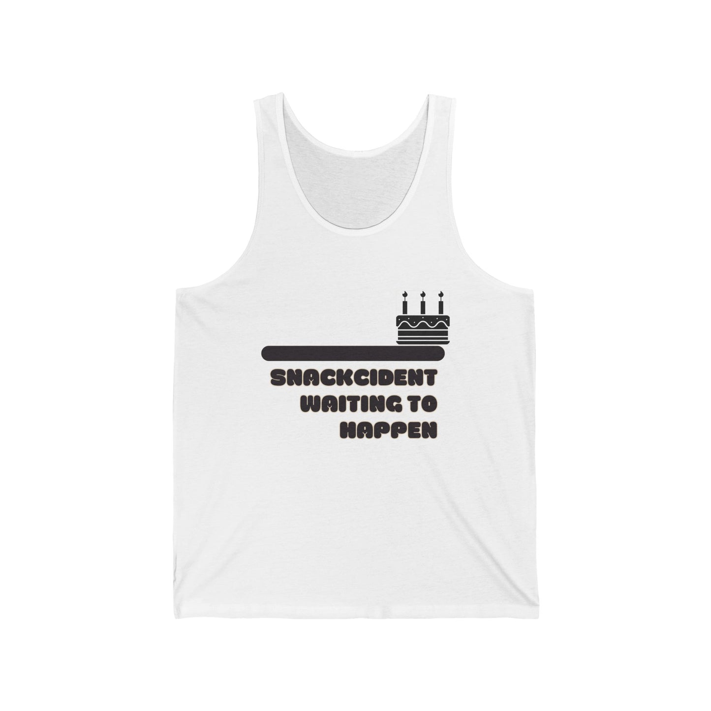 Shackcident Jersey Tank for Fun Celebrations, Unisex Birthday Gift, Party Attire, Casual Summer Wear, Unique Cake Design