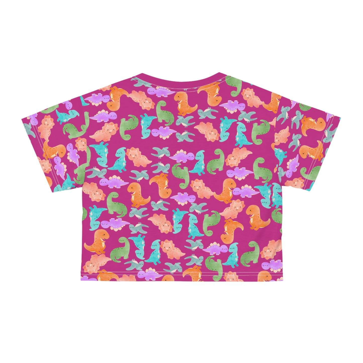 Whimsical Dinosaur Crop Tee for Kids Cheerful Summer Top Fun Gift for Dinosaur Lovers Playful TShirt for Birthdays Trendy Casual Wear Rainbow Dinos Pink