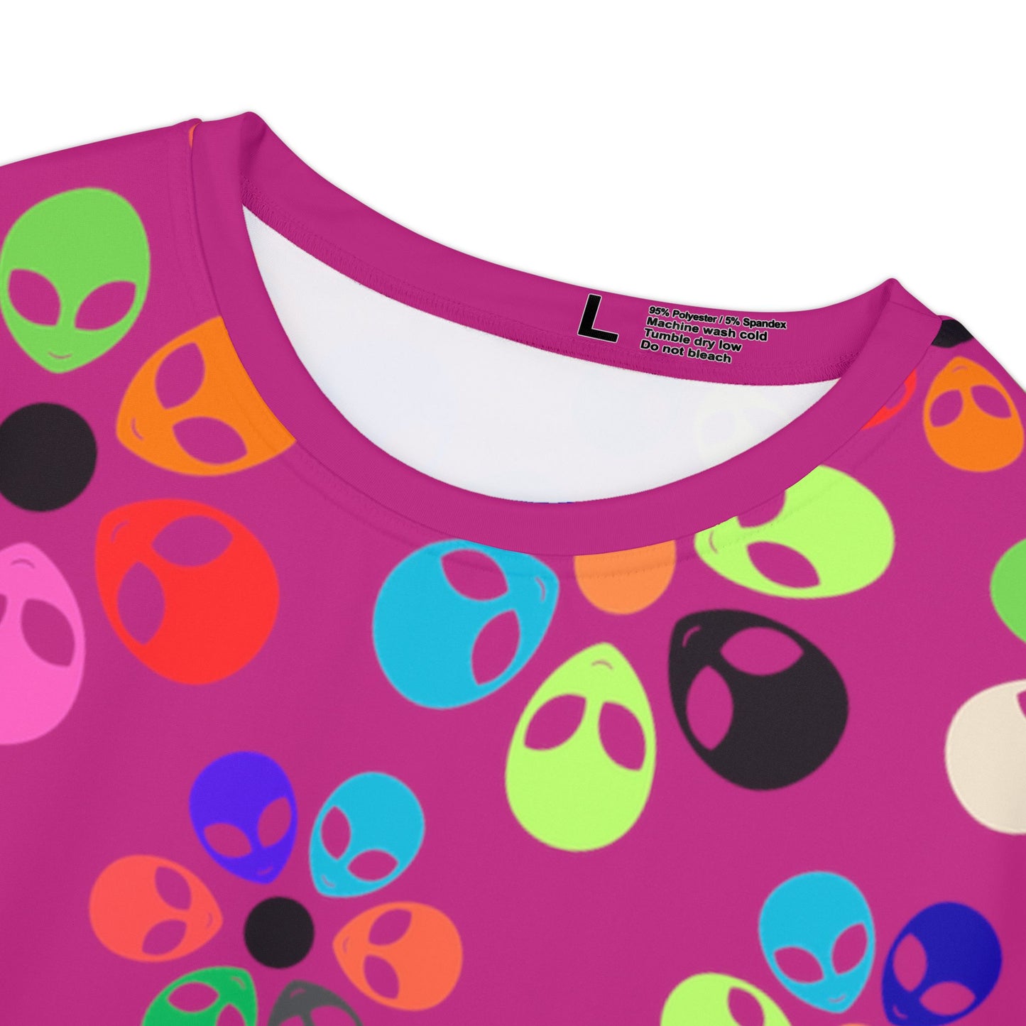 Colorful Alien Print Womens Tee Fun Graphic Shirt for Casual Wear Unique Gift for Alien Lovers Perfect for Festivals and Everyday Style Alien Rainbow Flowers Pink