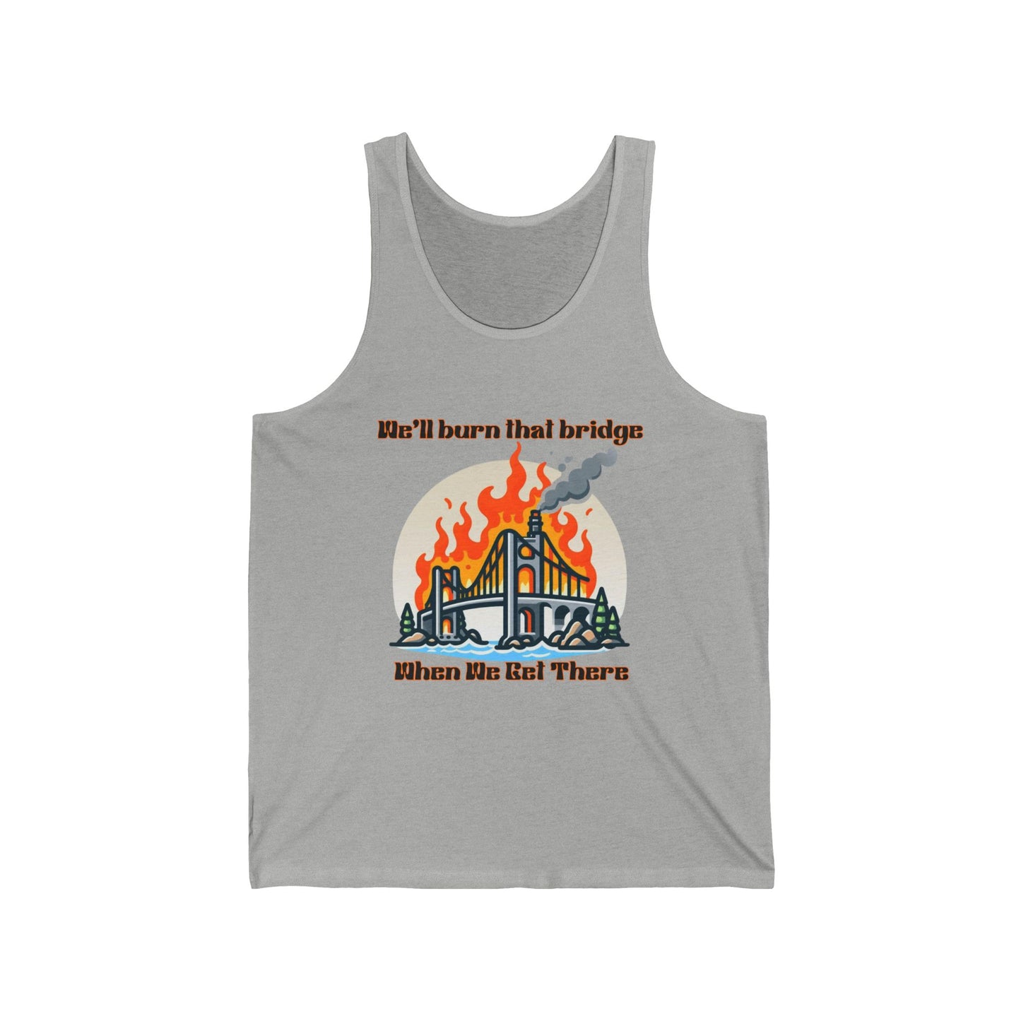 Fire Bridge Graphic Unisex Jersey Tank - Perfect for Festivals and Casual Outings