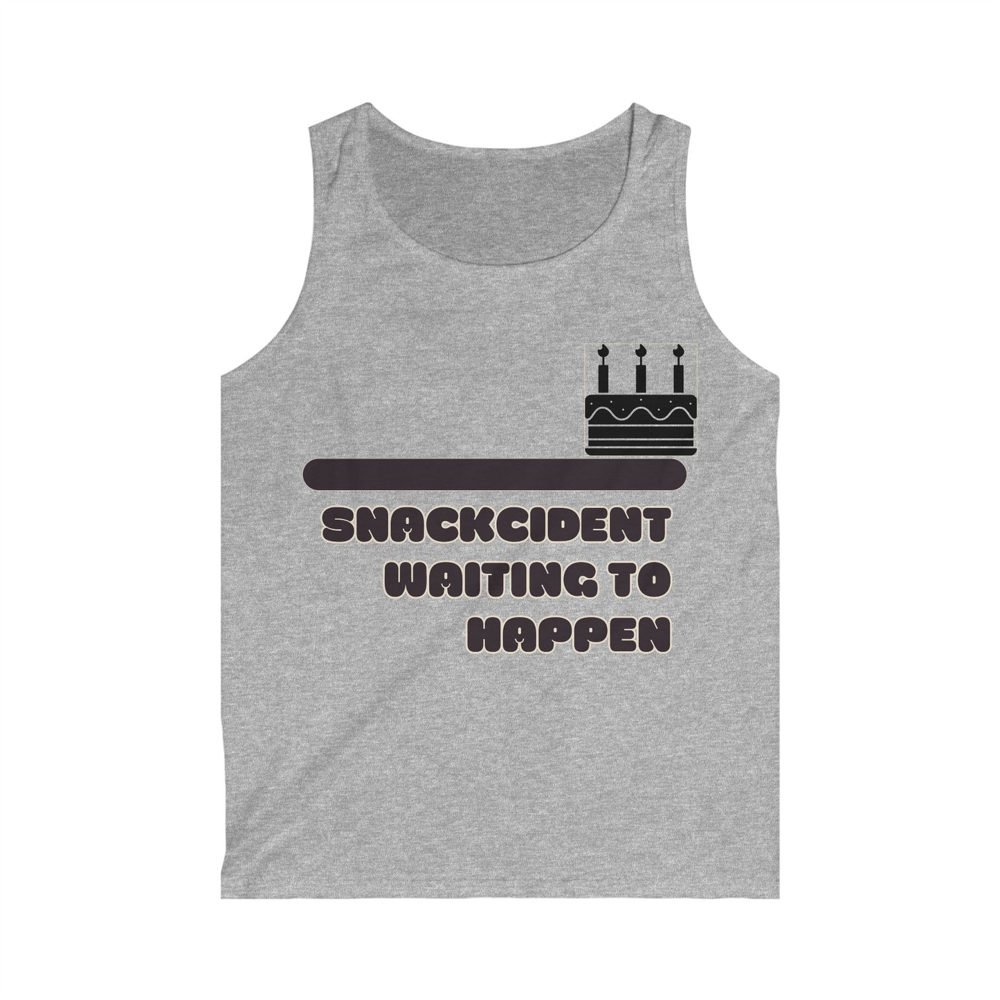 Snackcident Waiting to Happen Men's Tank Top, Funny Workout Shirt, Gift for Foodies, Summer Casual Wear, Birthday Occasion