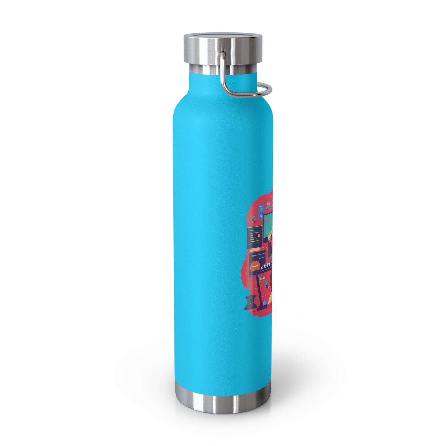 Playful Gamer Copper Vacuum Insulated Bottle | 22oz Water Bottle, Cute Gift for Gamers, Eco-Friendly Travel Flask, Sports Bottle, Fun Decor