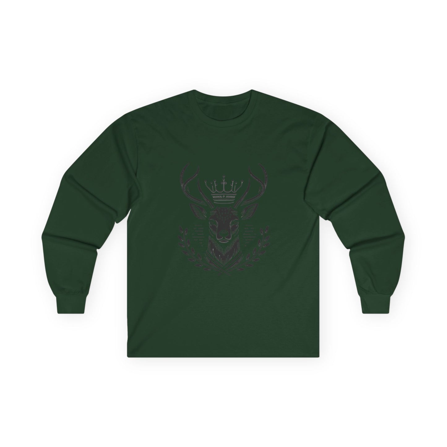 Crowned Deer Long Sleeve Tee | Unisex Ultra Cotton | Nature Inspired Apparel - Oh Deer Lord