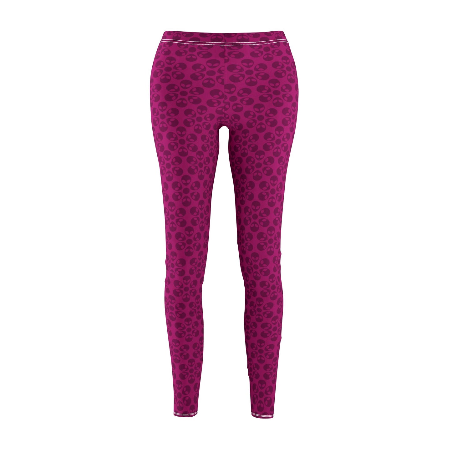 Womens Midrise Casual Leggings Alien Flowers White