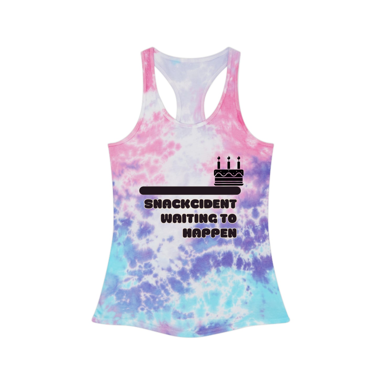Snacking Bliss Tie Dye Racerback Tank Top, Fun Workout Gear, Beachwear, Gift for Food Lovers, Summer Festival Top