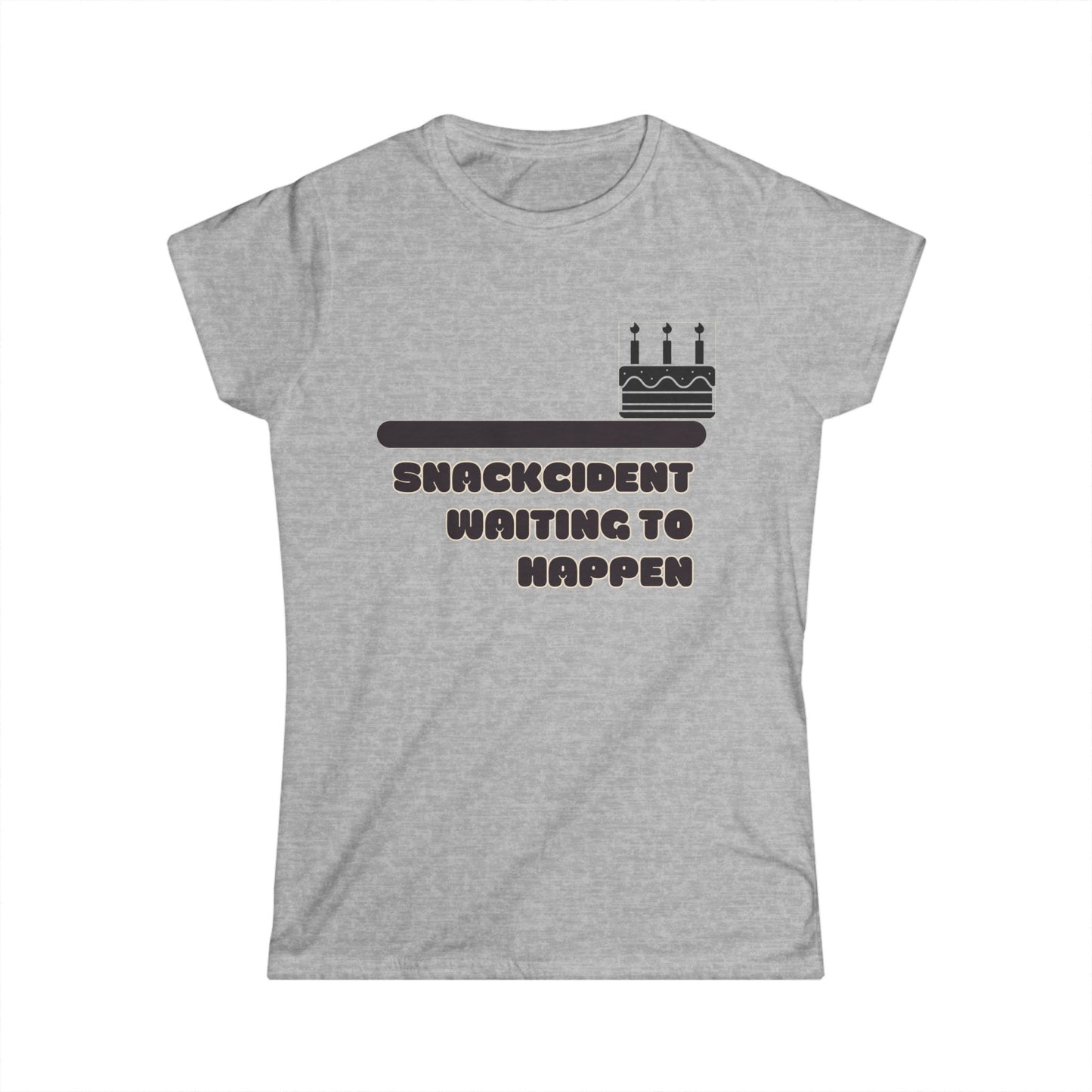 Funny Women's Softstyle Tee | Snackcident Shirt, Gift for Food Lovers, Birthday Pajama Top, Casual Wear, Humor Tee