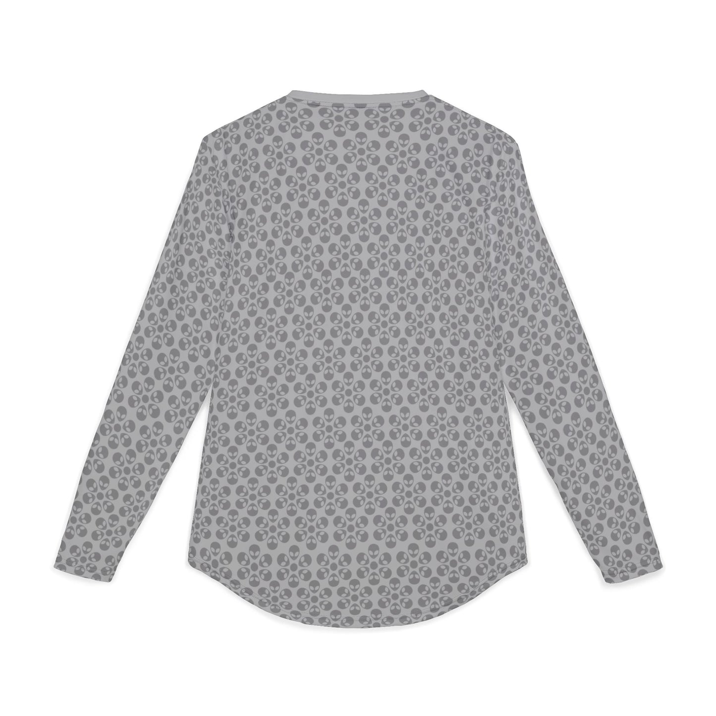 Mens UV Protection Long Sleeve Shirt  Alien Flowers Light Grey