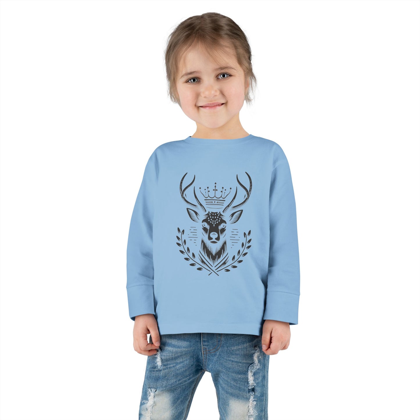 Crowned Deer Toddler Long Sleeve Tee - Oh Deer Lord