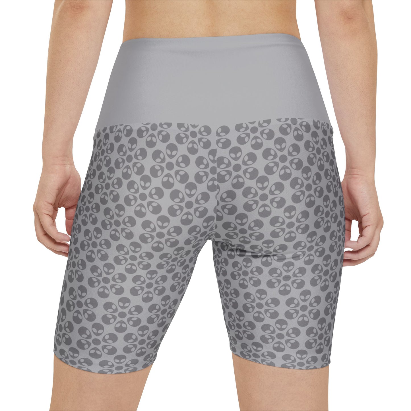 Womens Workout Shorts Alien Flowers Light Grey