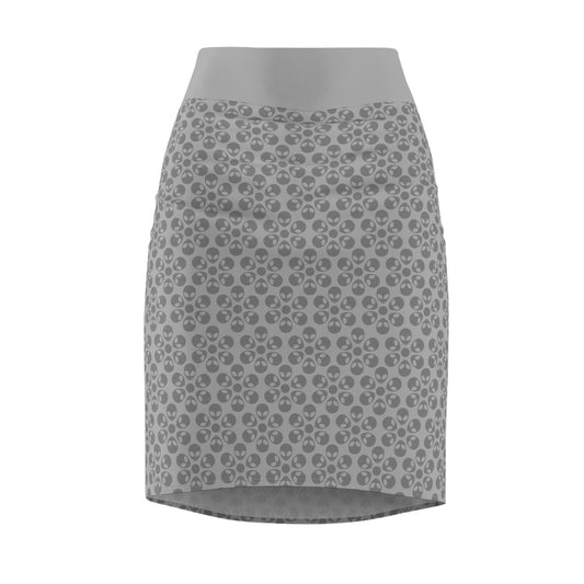 Stylish Floral Womens Pencil Skirt Elegant Office Attire Casual Day Out Spring Fashion Perfect Gift for Her Alien Flowers Light Grey