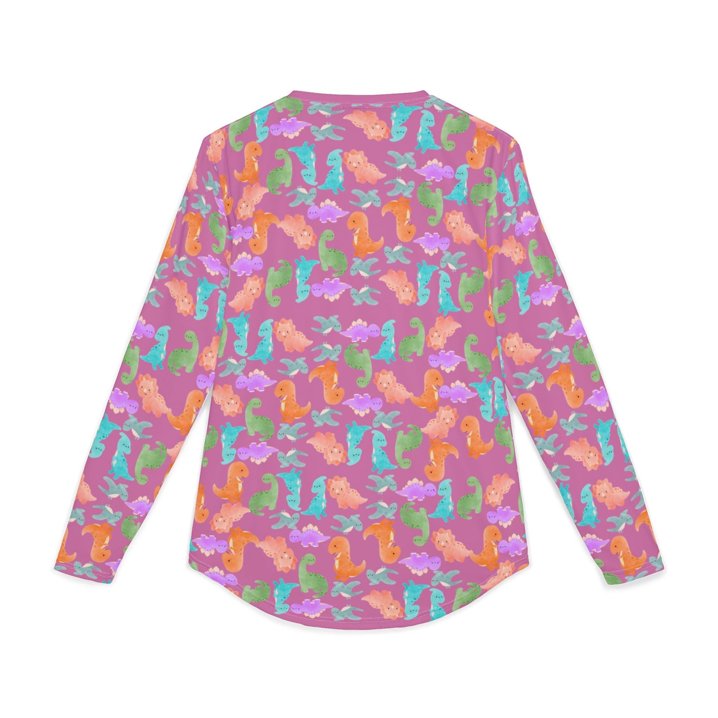 Colorful Dino UV Protection Shirt for Men | Long Sleeve Sun Shirt Outdoor Apparel Beachwear Vacation Top Summer Essentials Rainbow Dinos Light Pink