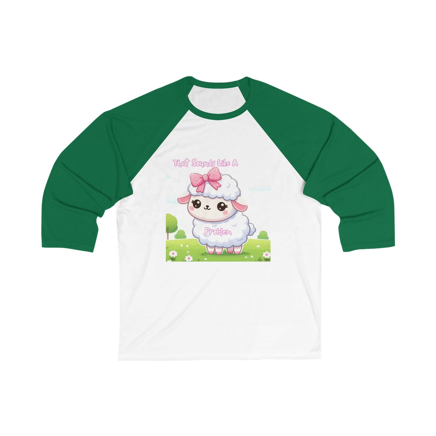 Cute Sheep Baseball Tee - Soft and Playful 3/4 Sleeve Shirt for Animal Lovers