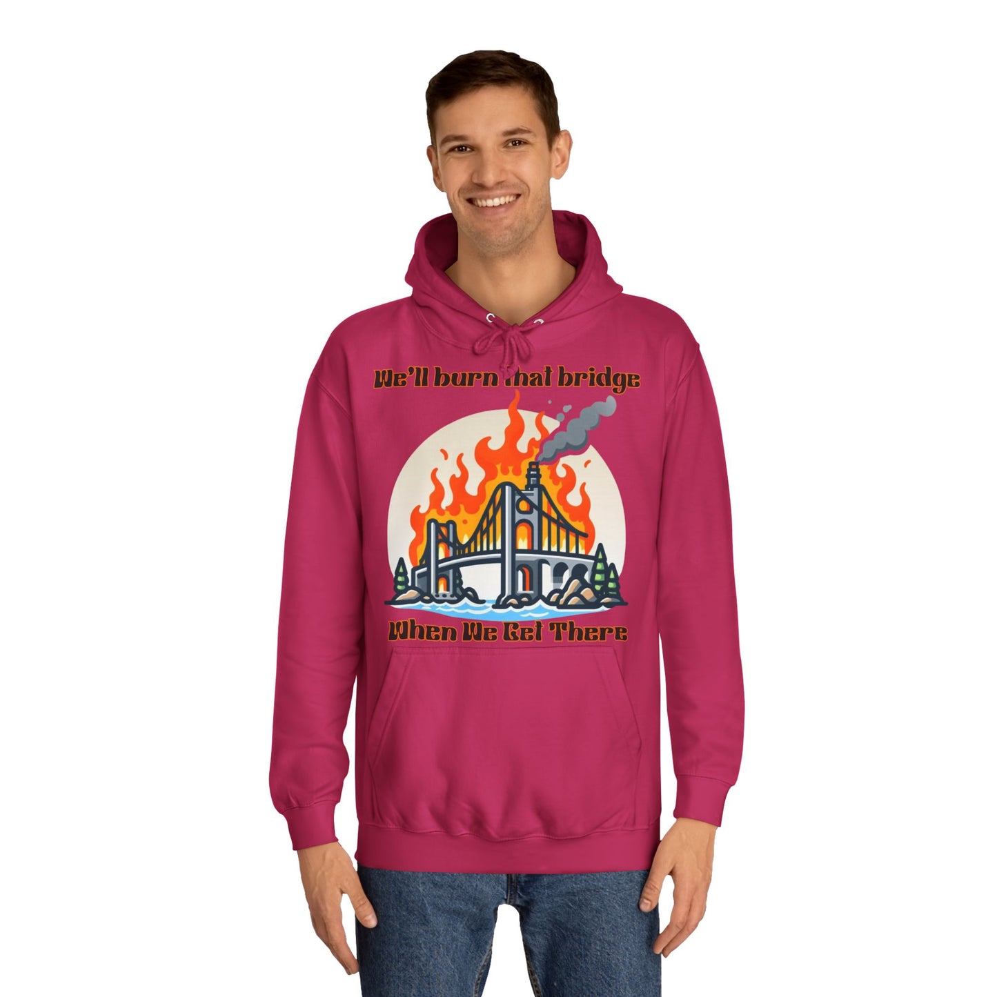 Burning Bridge - Unisex College Hoodie